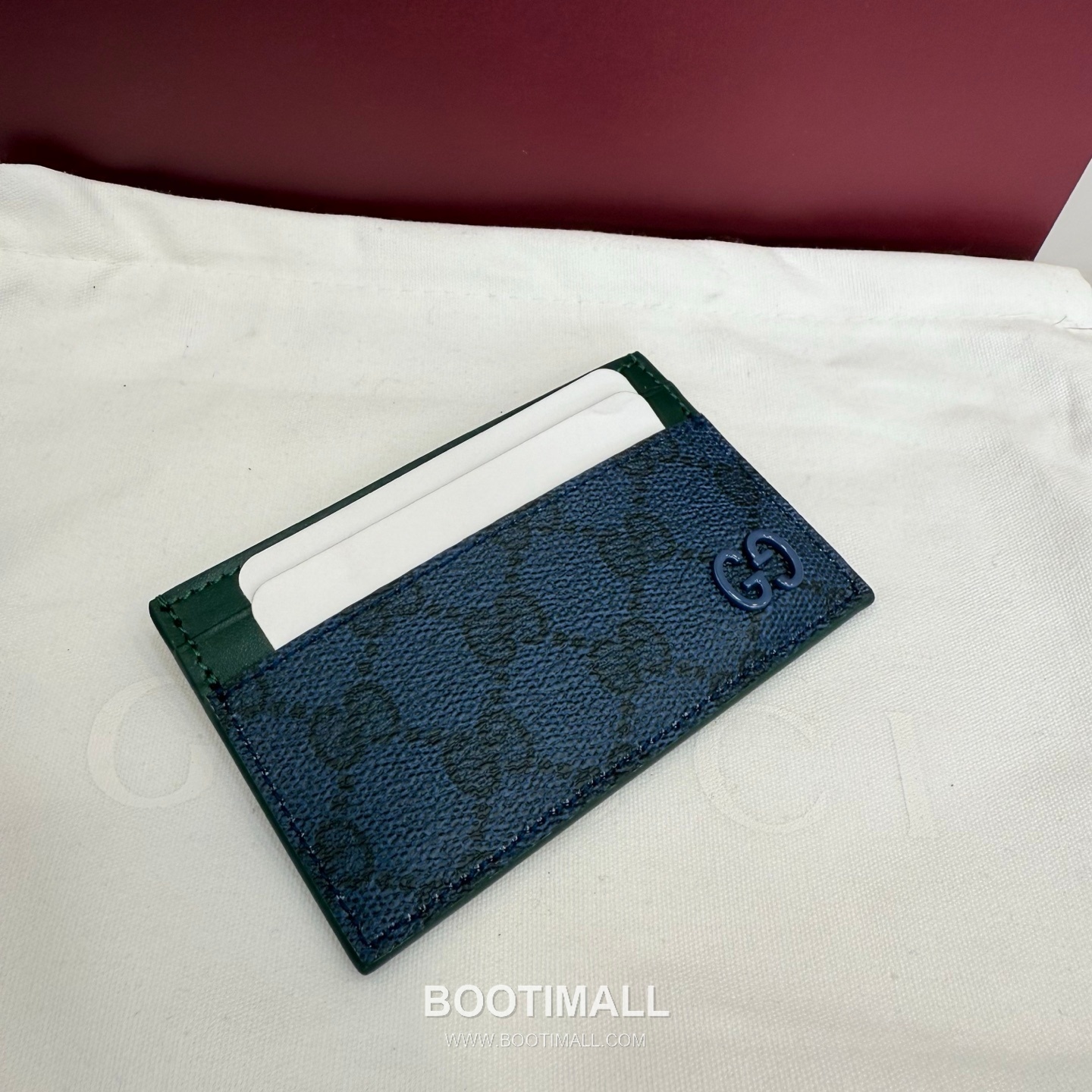 Gucci GG Supreme Card Holder 768248 GG Supreme Canvas Navy Blue/Green Card Holder 구찌 GG 수프림 카드홀더 768248 GG 수프림 캔버스 네이비 블루/그린 카드지갑 11cm 3