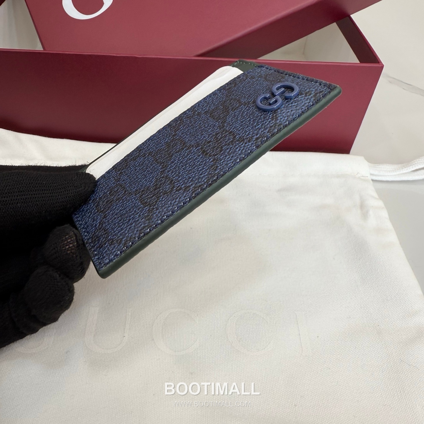 Gucci GG Supreme Card Holder 768248 GG Supreme Canvas Navy Blue/Green Card Holder 구찌 GG 수프림 카드홀더 768248 GG 수프림 캔버스 네이비 블루/그린 카드지갑 11cm 5