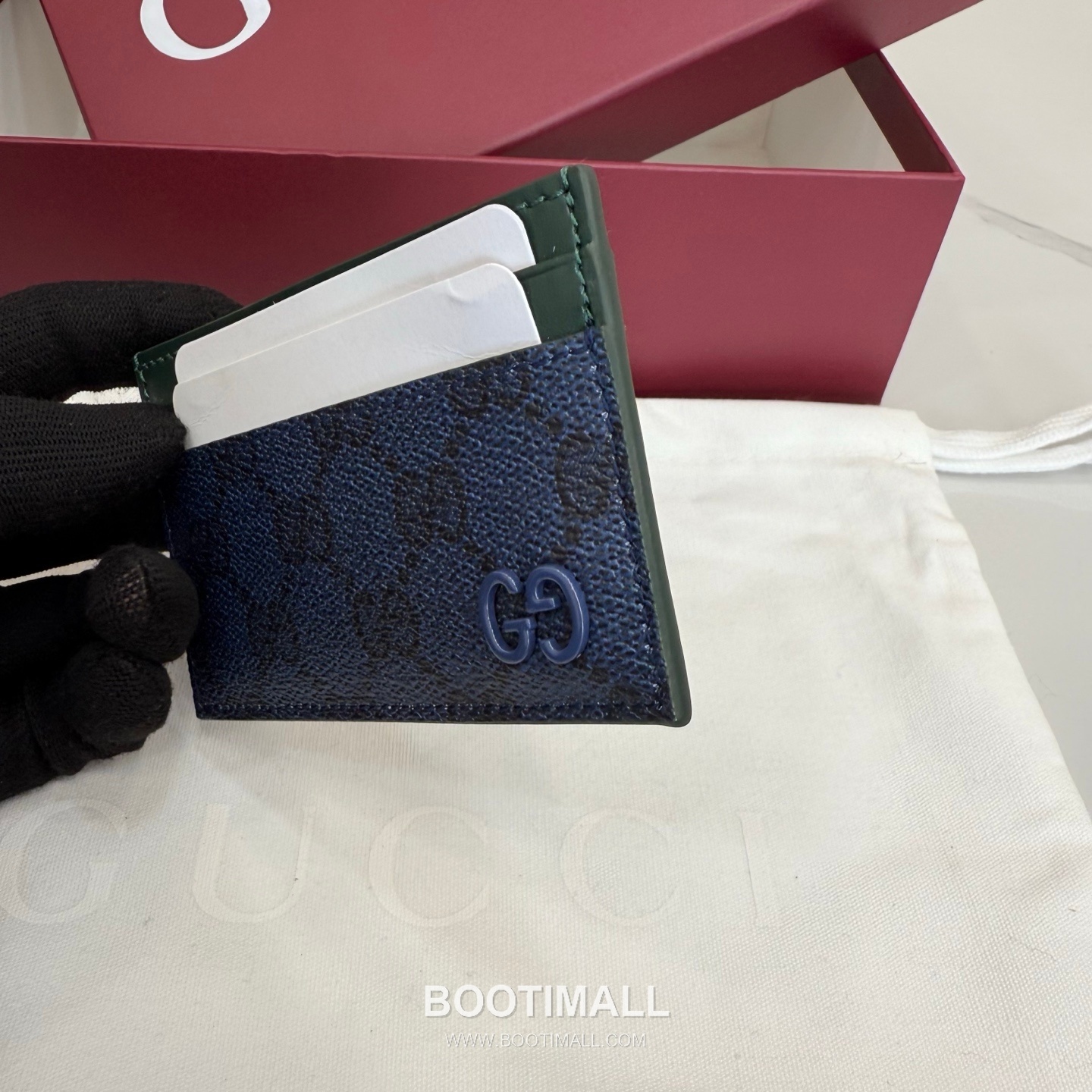 Gucci GG Supreme Card Holder 768248 GG Supreme Canvas Navy Blue/Green Card Holder 구찌 GG 수프림 카드홀더 768248 GG 수프림 캔버스 네이비 블루/그린 카드지갑 11cm 6