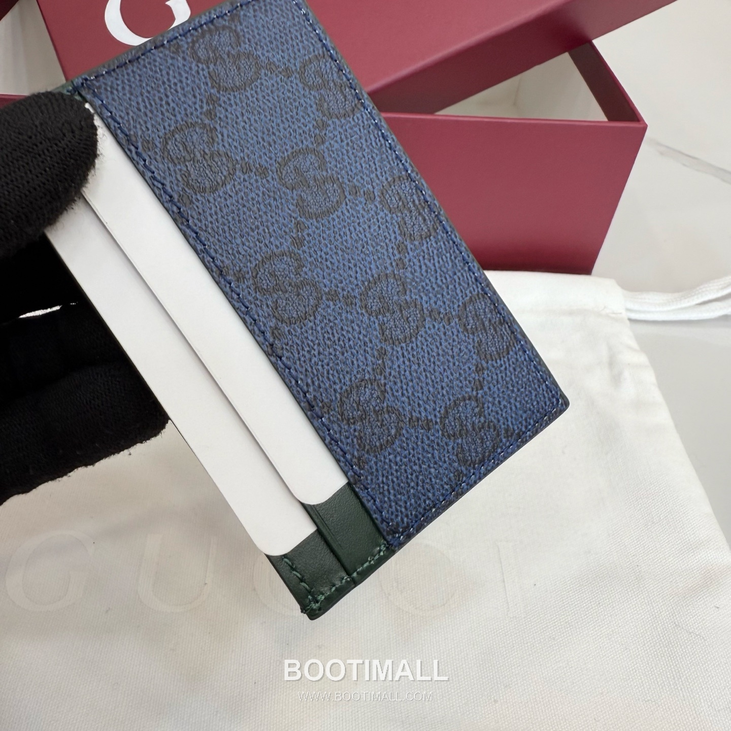 Gucci GG Supreme Card Holder 768248 GG Supreme Canvas Navy Blue/Green Card Holder 구찌 GG 수프림 카드홀더 768248 GG 수프림 캔버스 네이비 블루/그린 카드지갑 11cm 8