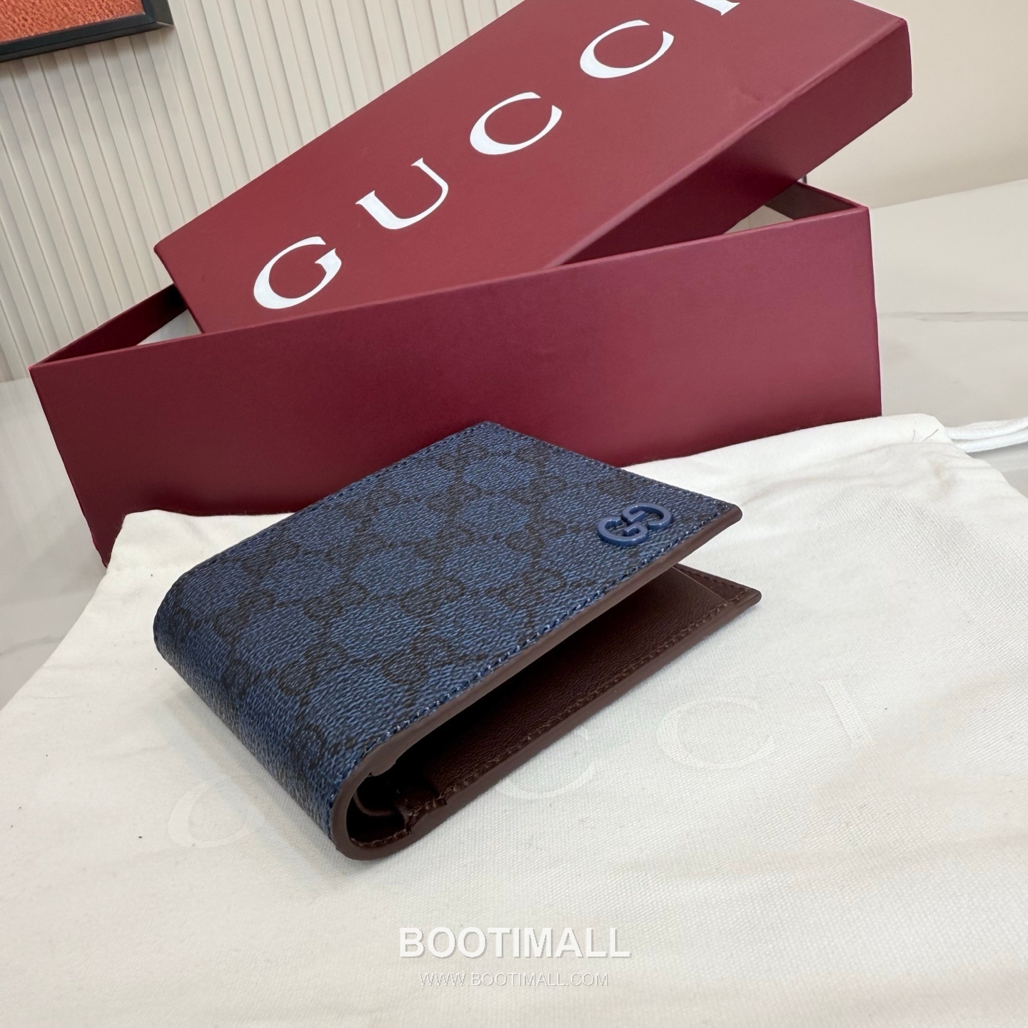 Gucci 768244 Leather Navy/Burgundy Bi-Fold Wallet 구찌 768244 레더 네이비/버건디 반지갑 11cm 3