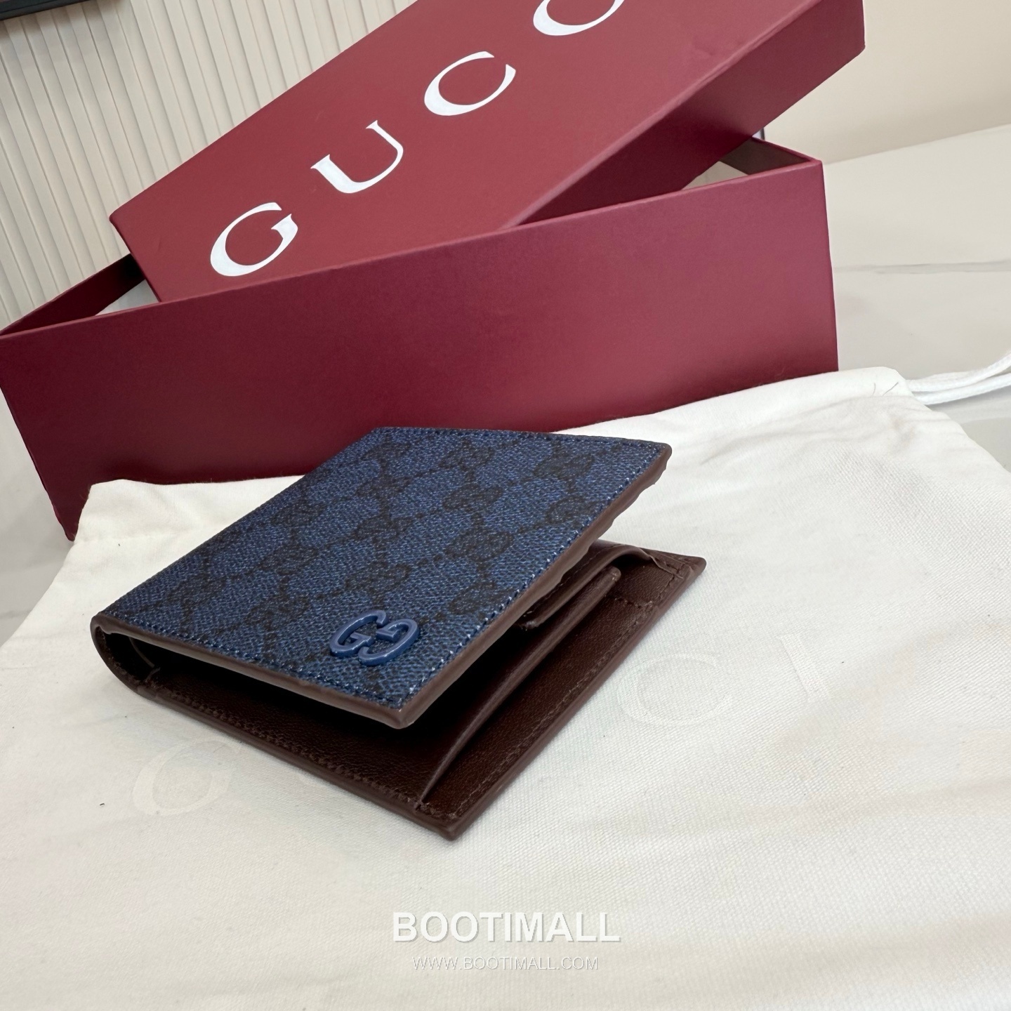 Gucci 768244 Leather Navy/Burgundy Bi-Fold Wallet 구찌 768244 레더 네이비/버건디 반지갑 11cm 5