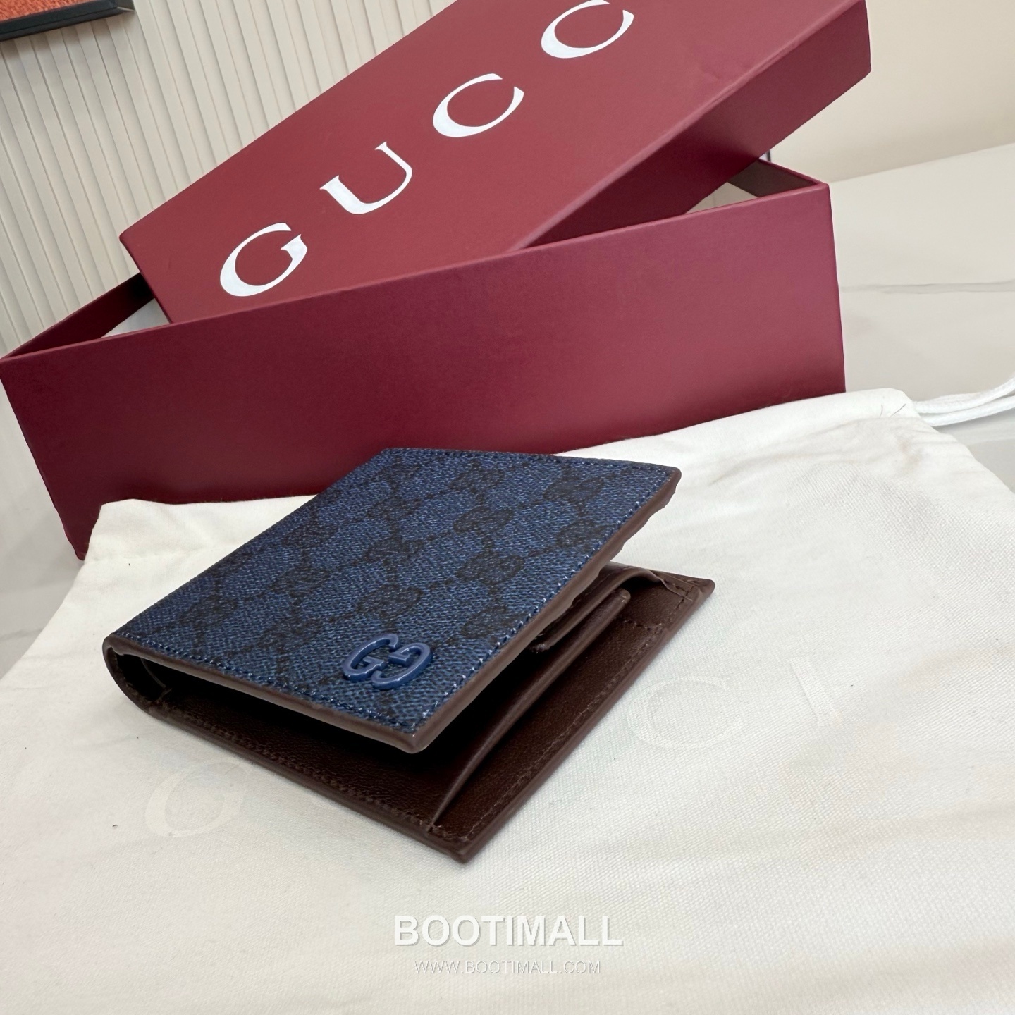 Gucci 768244 Leather Navy/Burgundy Bi-Fold Wallet 구찌 768244 레더 네이비/버건디 반지갑 11cm 6