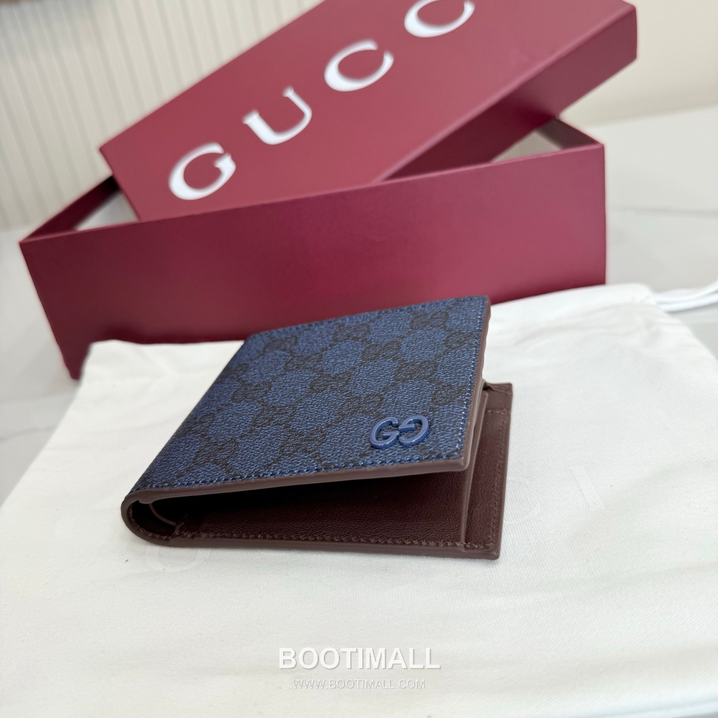 Gucci 768244 Leather Navy/Burgundy Bi-Fold Wallet 구찌 768244 레더 네이비/버건디 반지갑 11cm 9