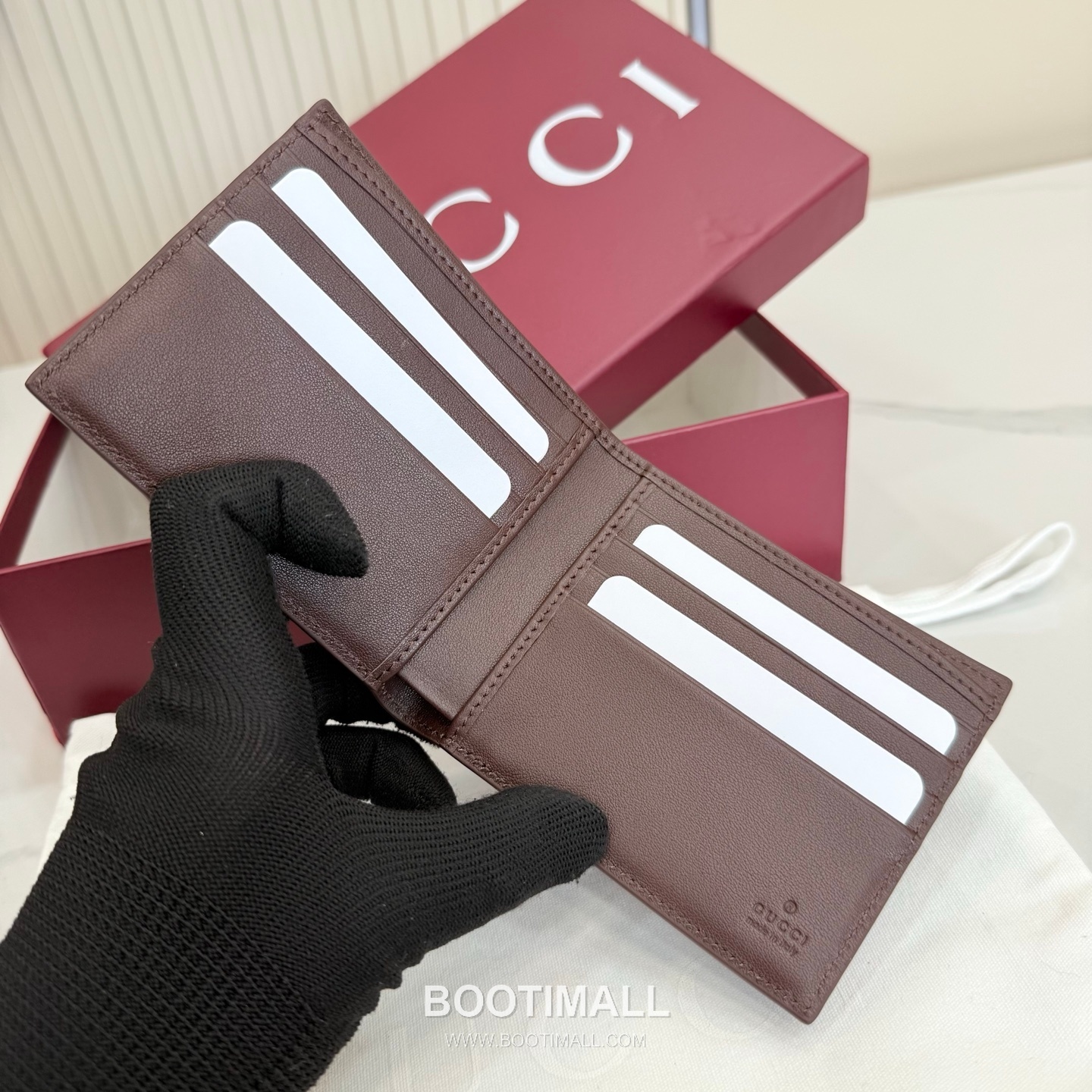 Gucci 768243 GG Supreme Canvas Blue/Burgundy Bifold Wallet 구찌 768243 GG 수프림 캔버스 블루/버건디 반지갑 11cm 7