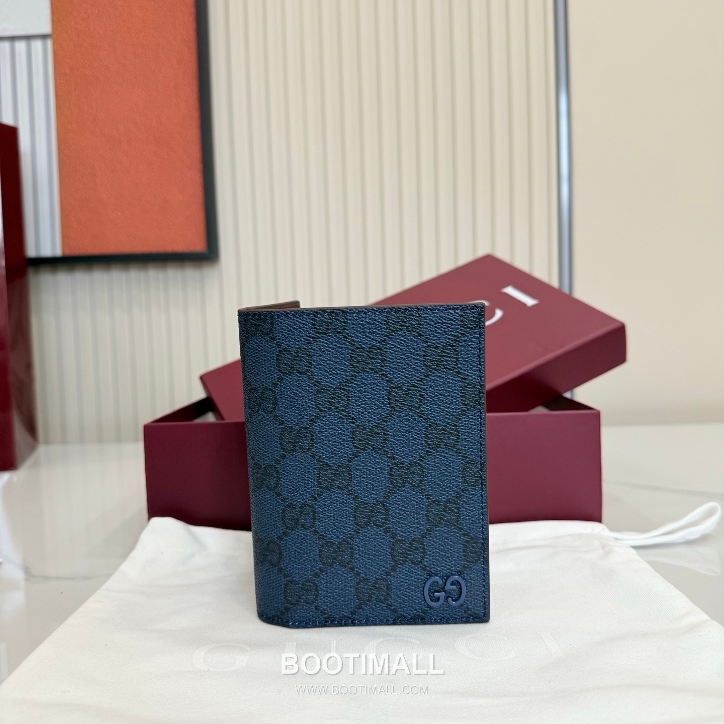 Gucci Passport Holder 795229 GG Supreme Canvas Navy/Burgundy Passport Holder 구찌 패스포트 홀더 795229 GG 수프림 캔버스 네이비/버건디 여권 케이스 13.5cm 1