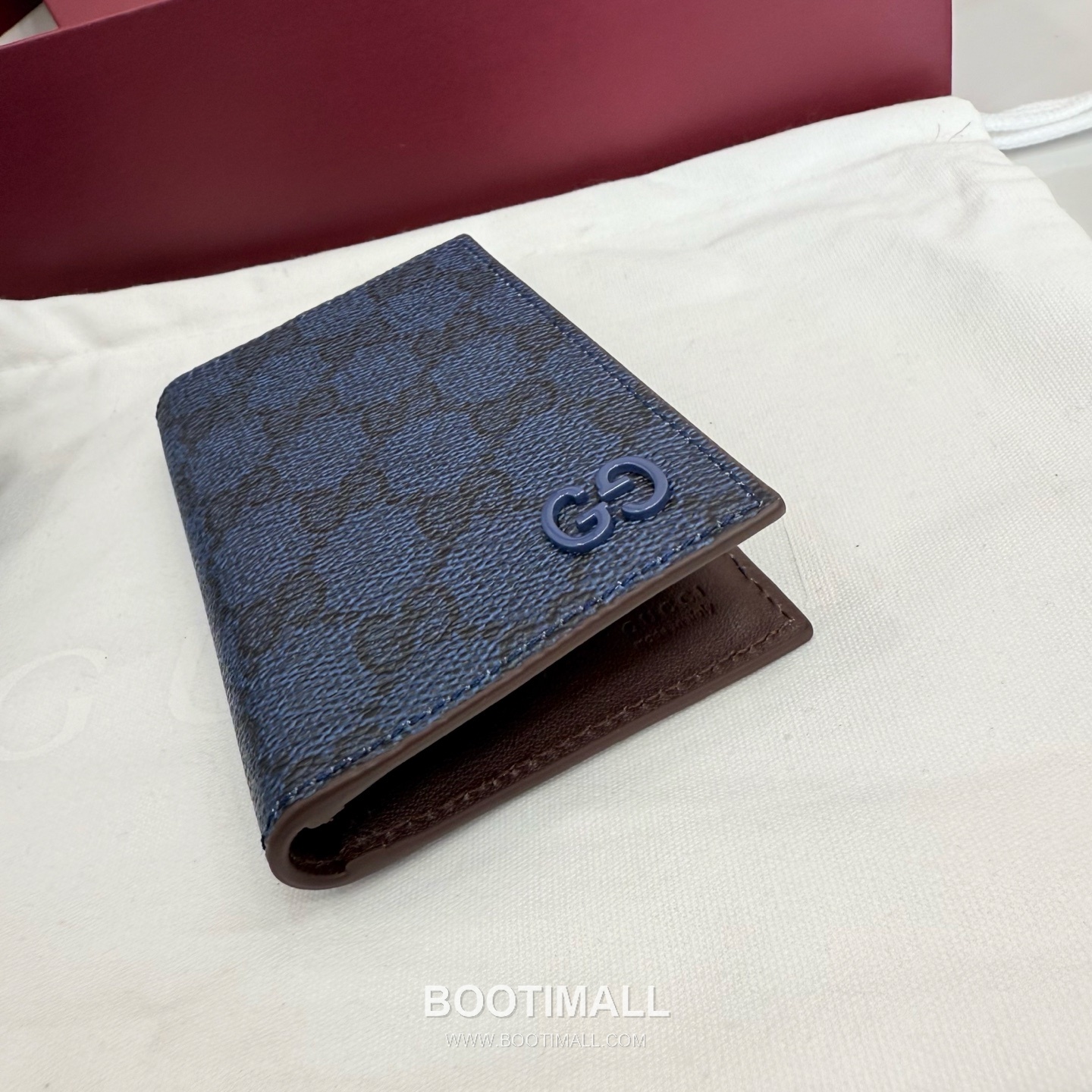 Gucci 768249 Long Card Holder GG Supreme Canvas Blue/Burgundy Card Holder 구찌 768249 롱 카드홀더 GG 수프림 캔버스 블루/버건디 카드지갑 15cm 5