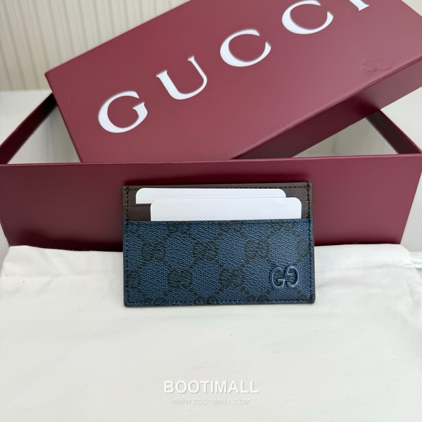 Gucci GG Supreme Card Holder 768248 GG Supreme Canvas Navy Blue/Green Card Holder 구찌 GG 수프림 카드홀더 768248 GG 수프림 캔버스 네이비 블루/그린 카드지갑 11cm 1
