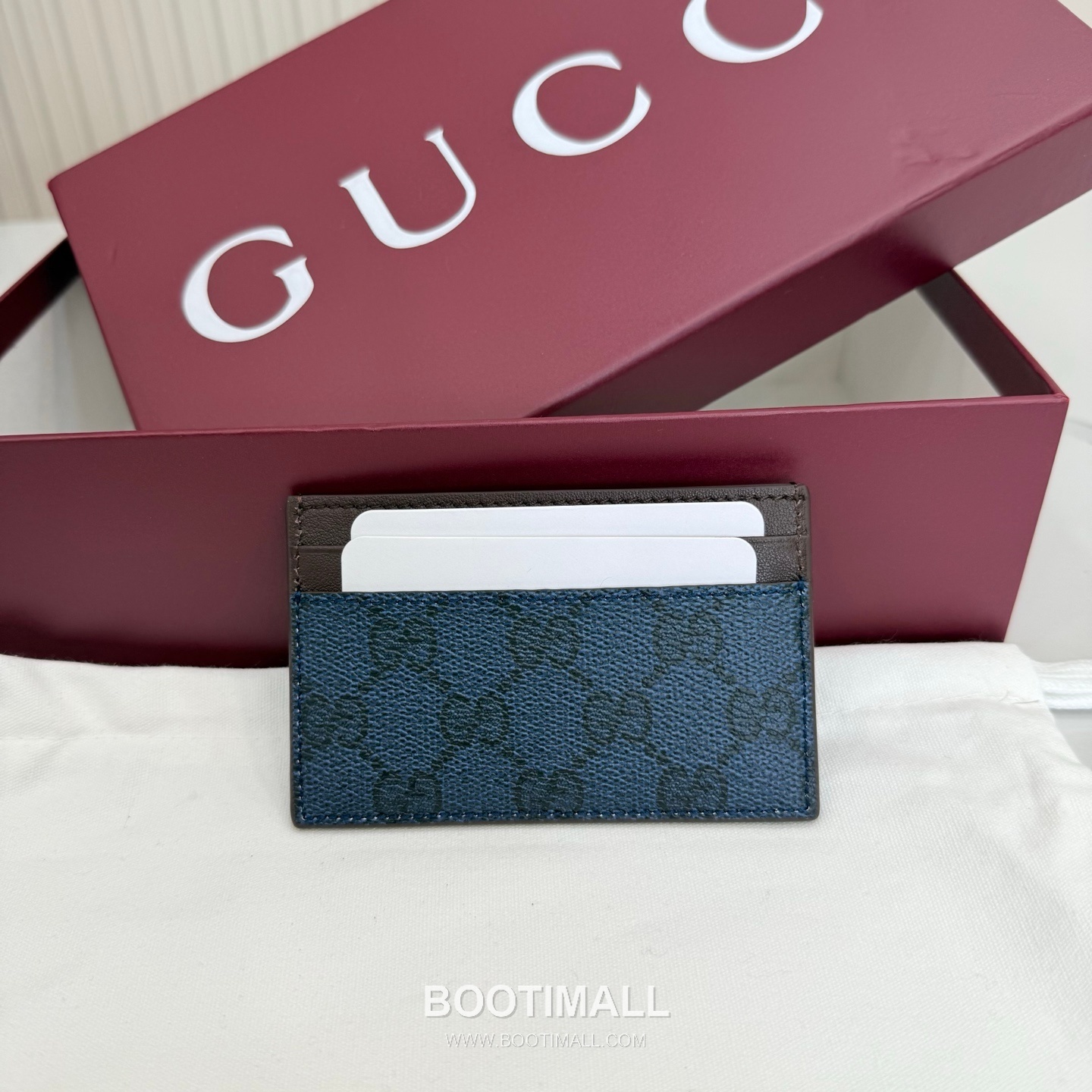 Gucci GG Supreme Card Holder 768248 GG Supreme Canvas Navy Blue/Green Card Holder 구찌 GG 수프림 카드홀더 768248 GG 수프림 캔버스 네이비 블루/그린 카드지갑 11cm 2