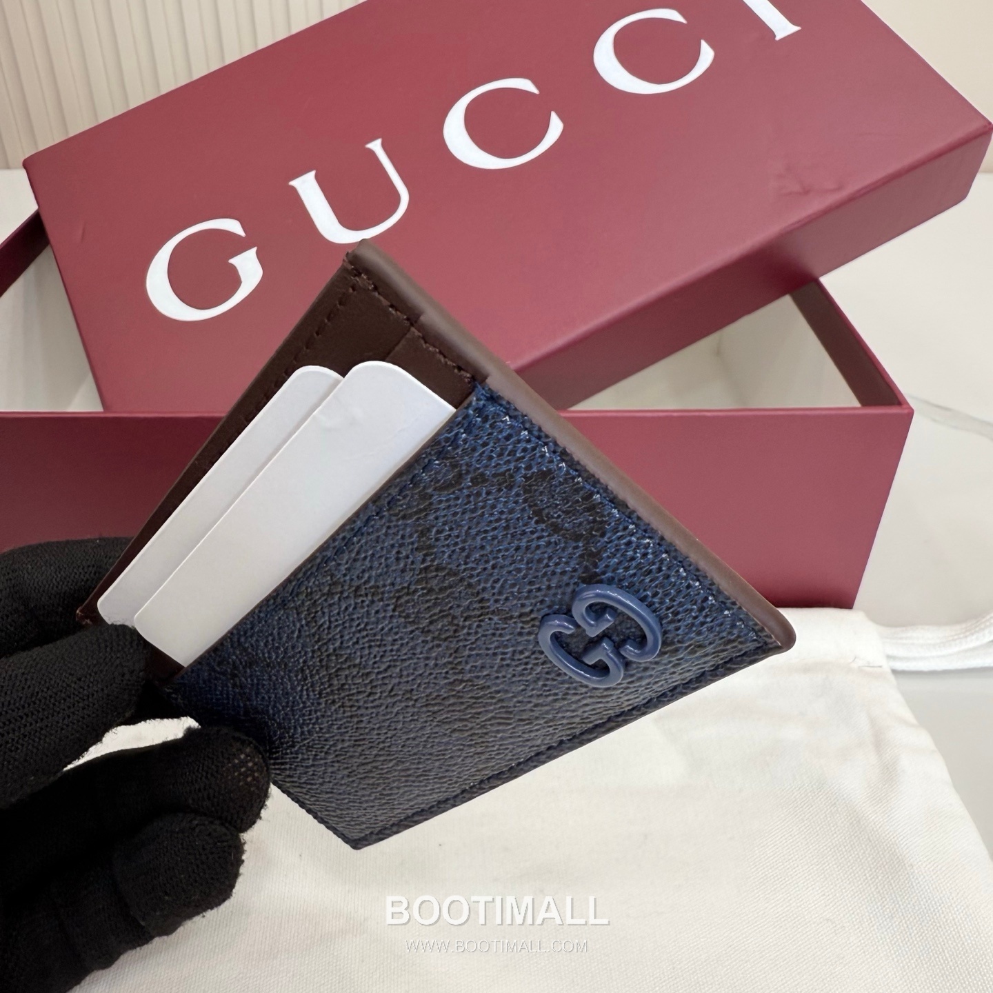 Gucci GG Supreme Card Holder 768248 GG Supreme Canvas Navy Blue/Green Card Holder 구찌 GG 수프림 카드홀더 768248 GG 수프림 캔버스 네이비 블루/그린 카드지갑 11cm 5