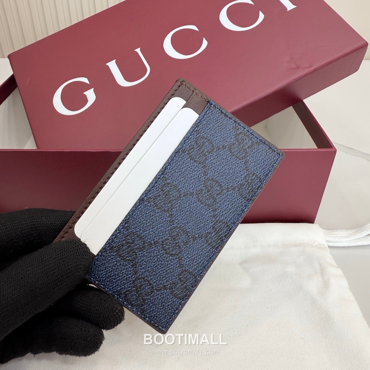 Gucci GG Supreme Card Holder 768248 GG Supreme Canvas Navy Blue/Green Card Holder 구찌 GG 수프림 카드홀더 768248 GG 수프림 캔버스 네이비 블루/그린 카드지갑 11cm 8