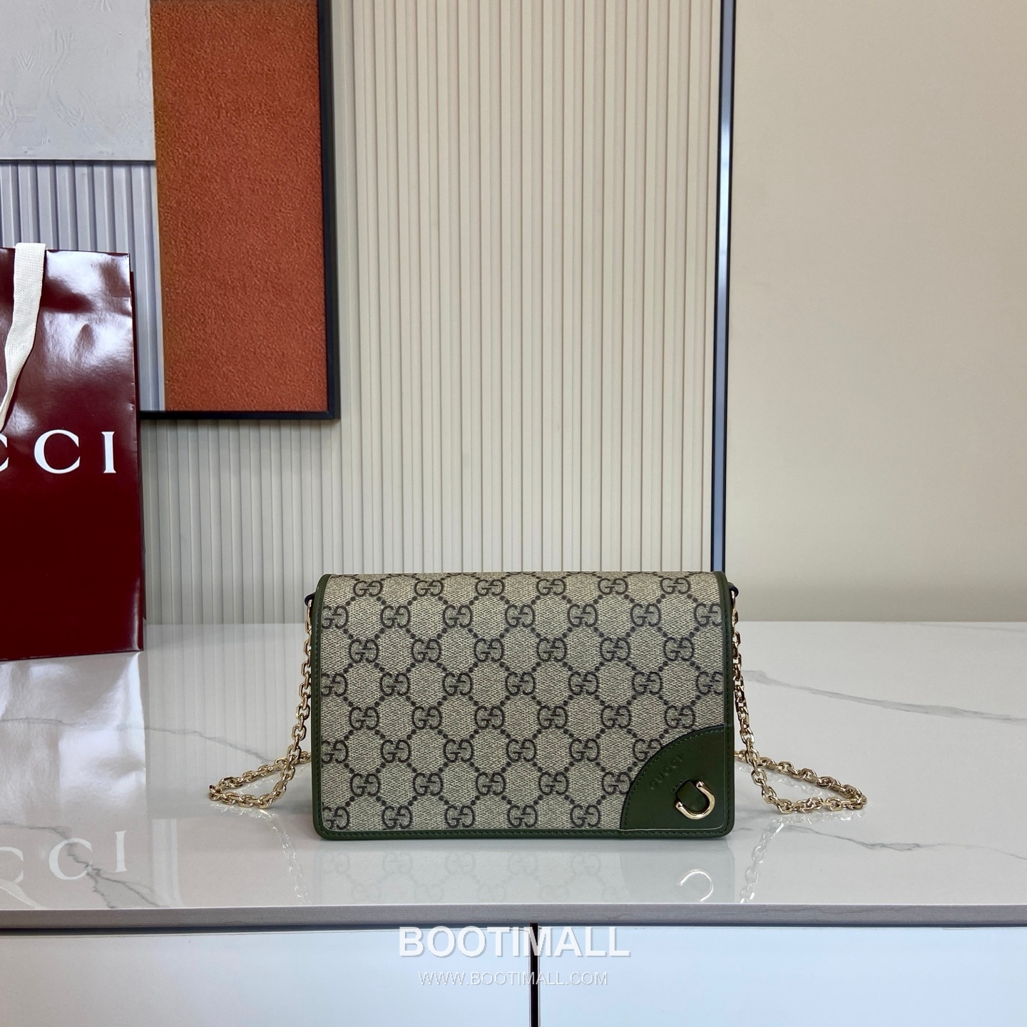 Gucci GG Emblem Chain Wallet 853716 GG Coated Canvas Beige/Brown/Forest Green Chain Wallet 구찌 GG 엠블럼 체인 월렛 853716 GG 코팅 캔버스 베이지/브라운/포레스트 그린 체인 월렛 20cm 1