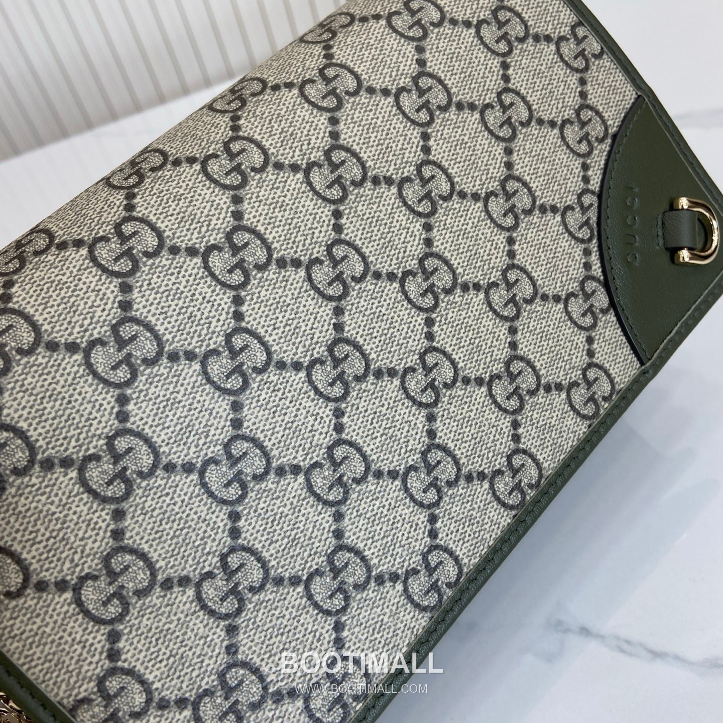 Gucci GG Emblem Chain Wallet 853716 GG Coated Canvas Beige/Brown/Forest Green Chain Wallet 구찌 GG 엠블럼 체인 월렛 853716 GG 코팅 캔버스 베이지/브라운/포레스트 그린 체인 월렛 20cm 6