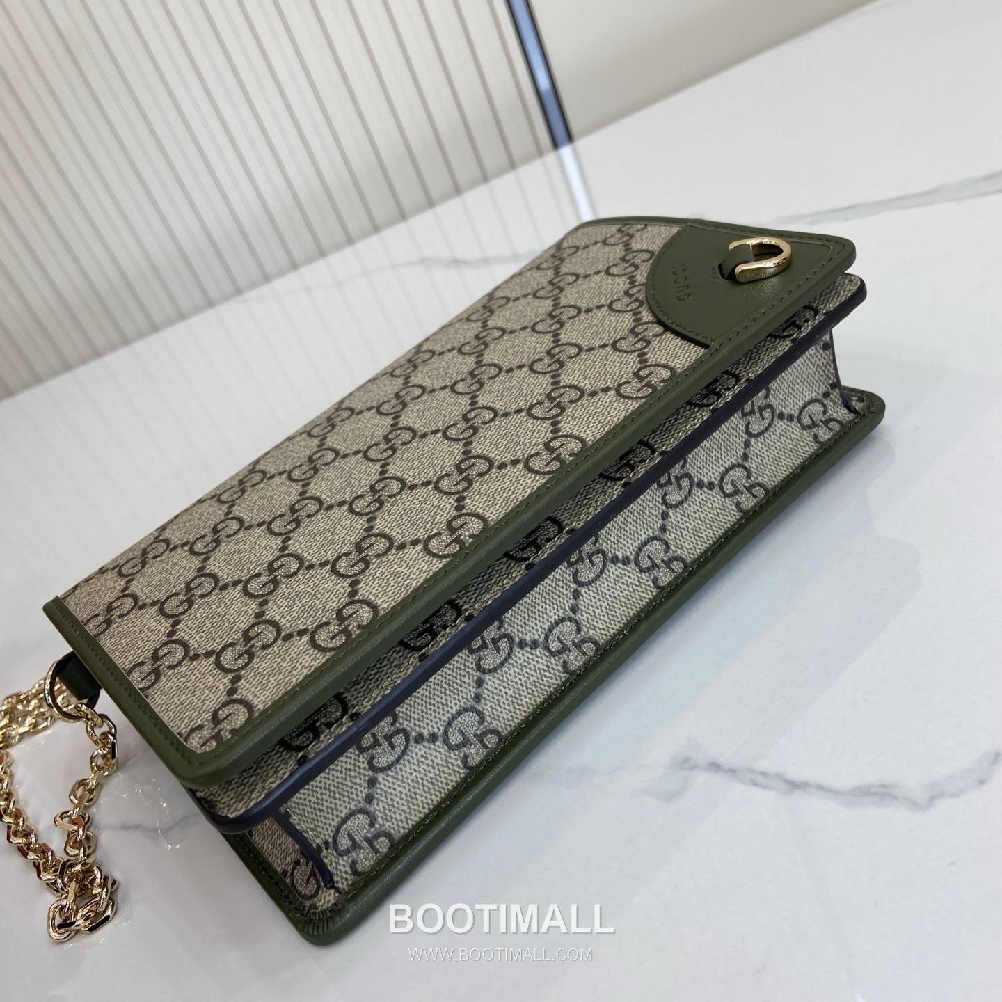 Gucci GG Emblem Chain Wallet 853716 GG Coated Canvas Beige/Brown/Forest Green Chain Wallet 구찌 GG 엠블럼 체인 월렛 853716 GG 코팅 캔버스 베이지/브라운/포레스트 그린 체인 월렛 20cm 7