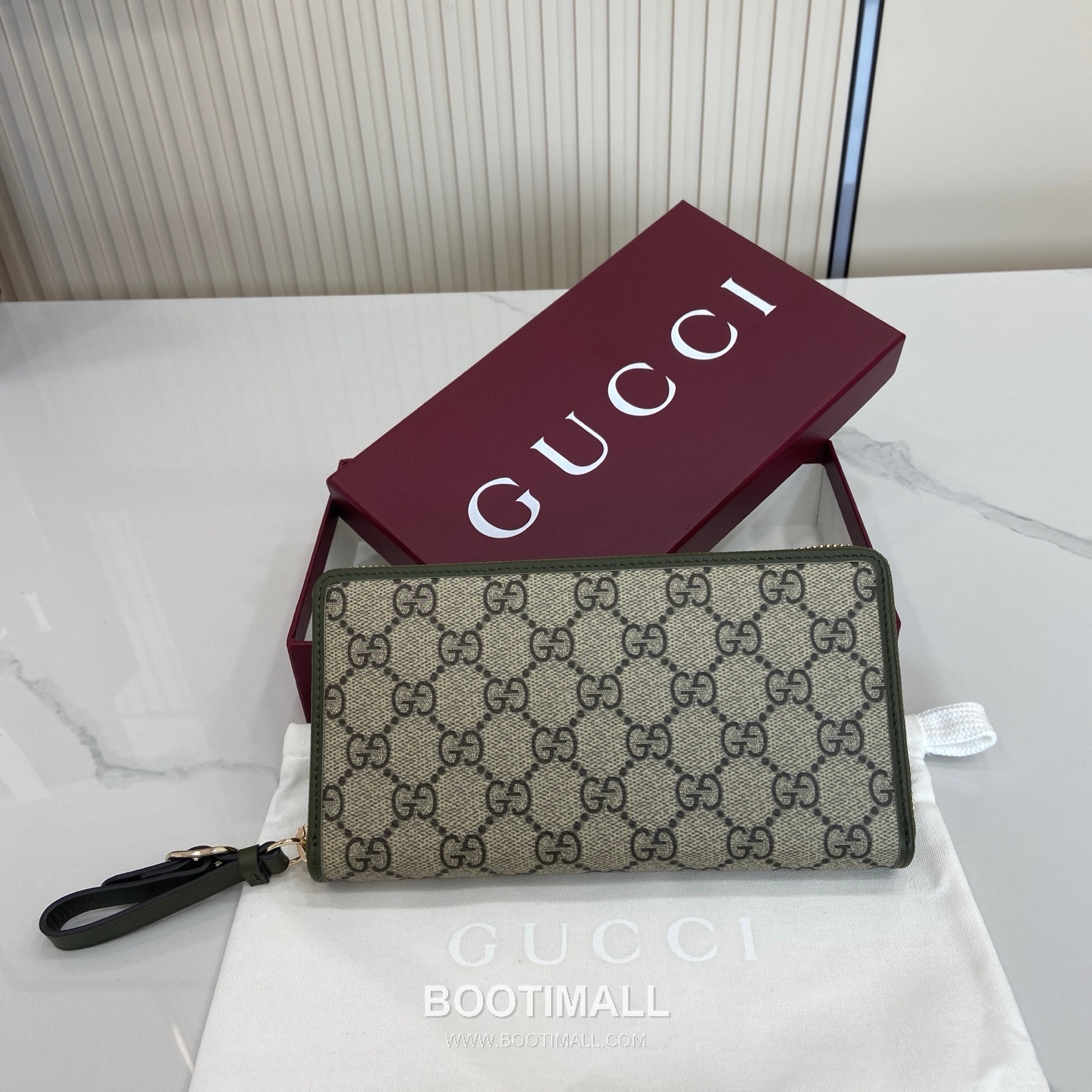 Gucci GG Emblem Mini Wallet 819122 GG Canvas Green Brown Bifold Wallet 구찌 GG 엠블럼 미니 월렛 819122 GG 캔버스 그린 브라운 반지갑 19cm 1