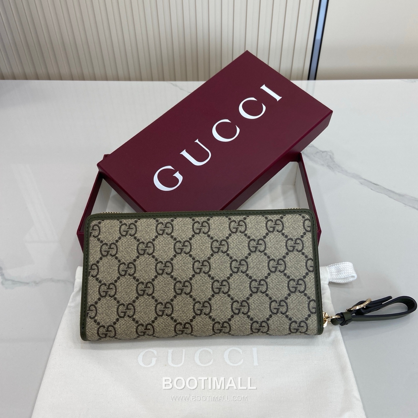 Gucci GG Emblem Mini Wallet 819122 GG Canvas Green Brown Bifold Wallet 구찌 GG 엠블럼 미니 월렛 819122 GG 캔버스 그린 브라운 반지갑 19cm 2