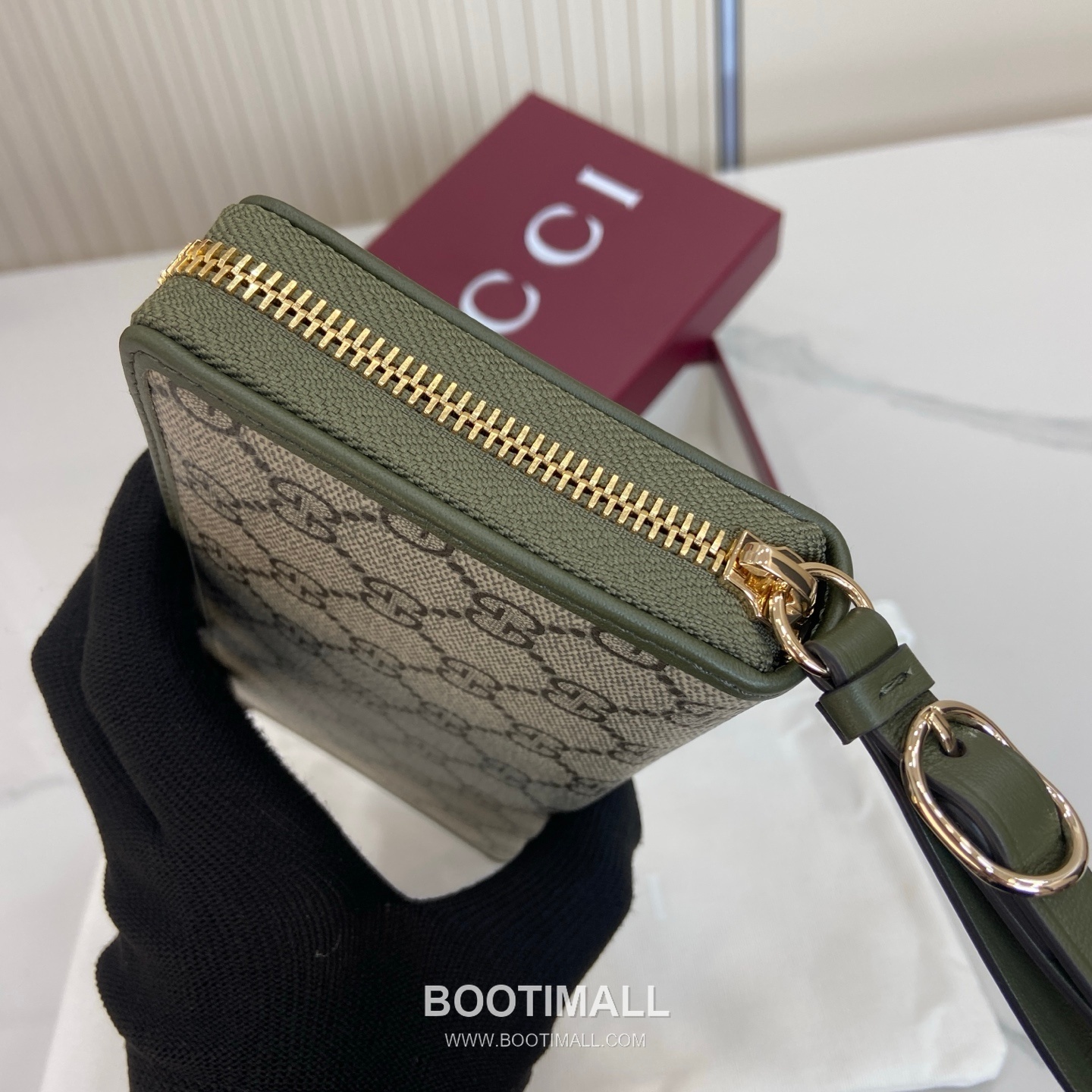 Gucci GG Emblem Mini Wallet 819122 GG Canvas Green Brown Bifold Wallet 구찌 GG 엠블럼 미니 월렛 819122 GG 캔버스 그린 브라운 반지갑 19cm 3