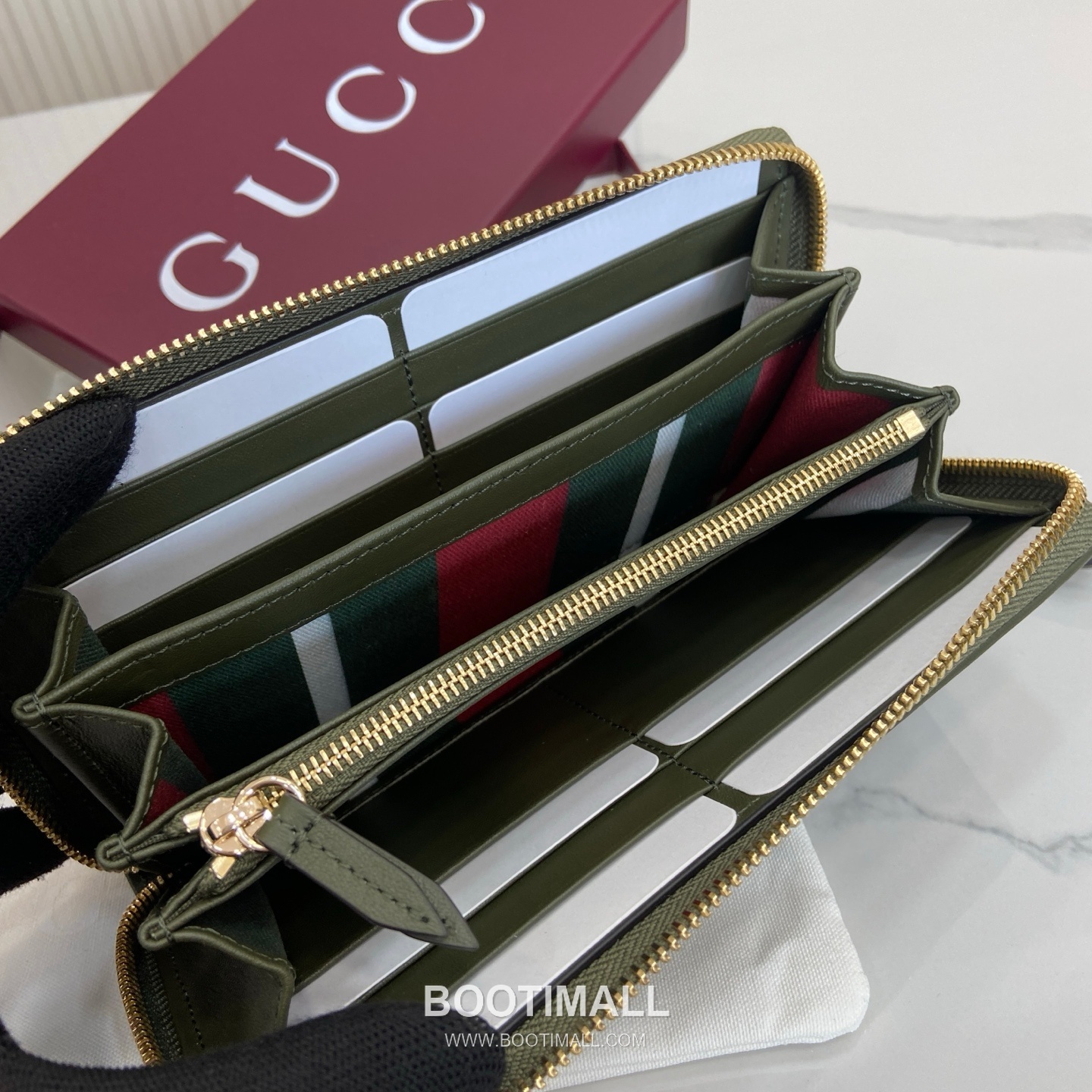 Gucci GG Emblem Mini Wallet 819122 GG Canvas Green Brown Bifold Wallet 구찌 GG 엠블럼 미니 월렛 819122 GG 캔버스 그린 브라운 반지갑 19cm 8