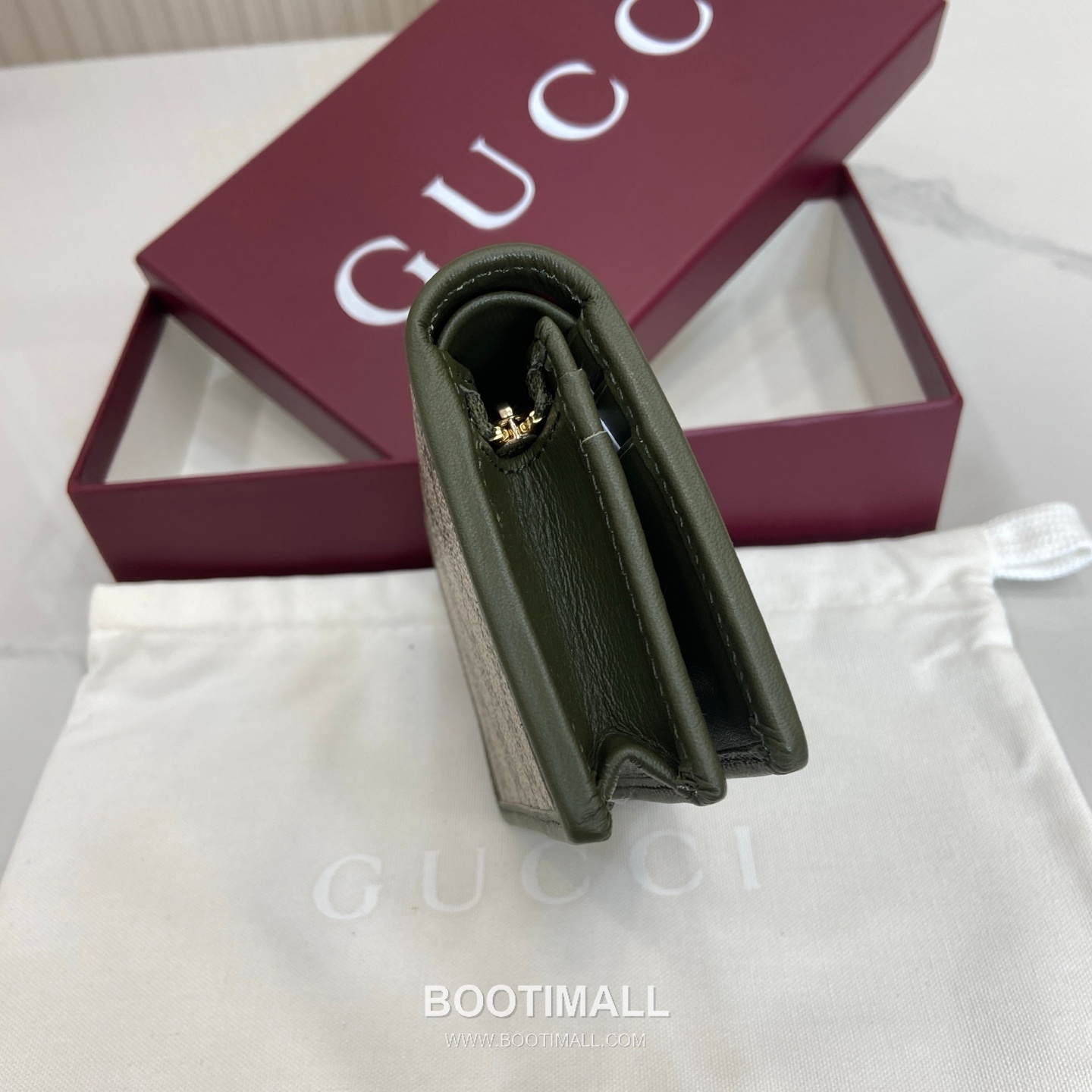 Gucci GG Emblem Small Wallet 820692 GG Coated Canvas Beige/Brown/Forest Green Wallet 구찌 GG 엠블렘 스몰 월렛 820692 GG 코팅 캔버스 베이지/브라운/포레스트 그린 중지갑 11cm 3