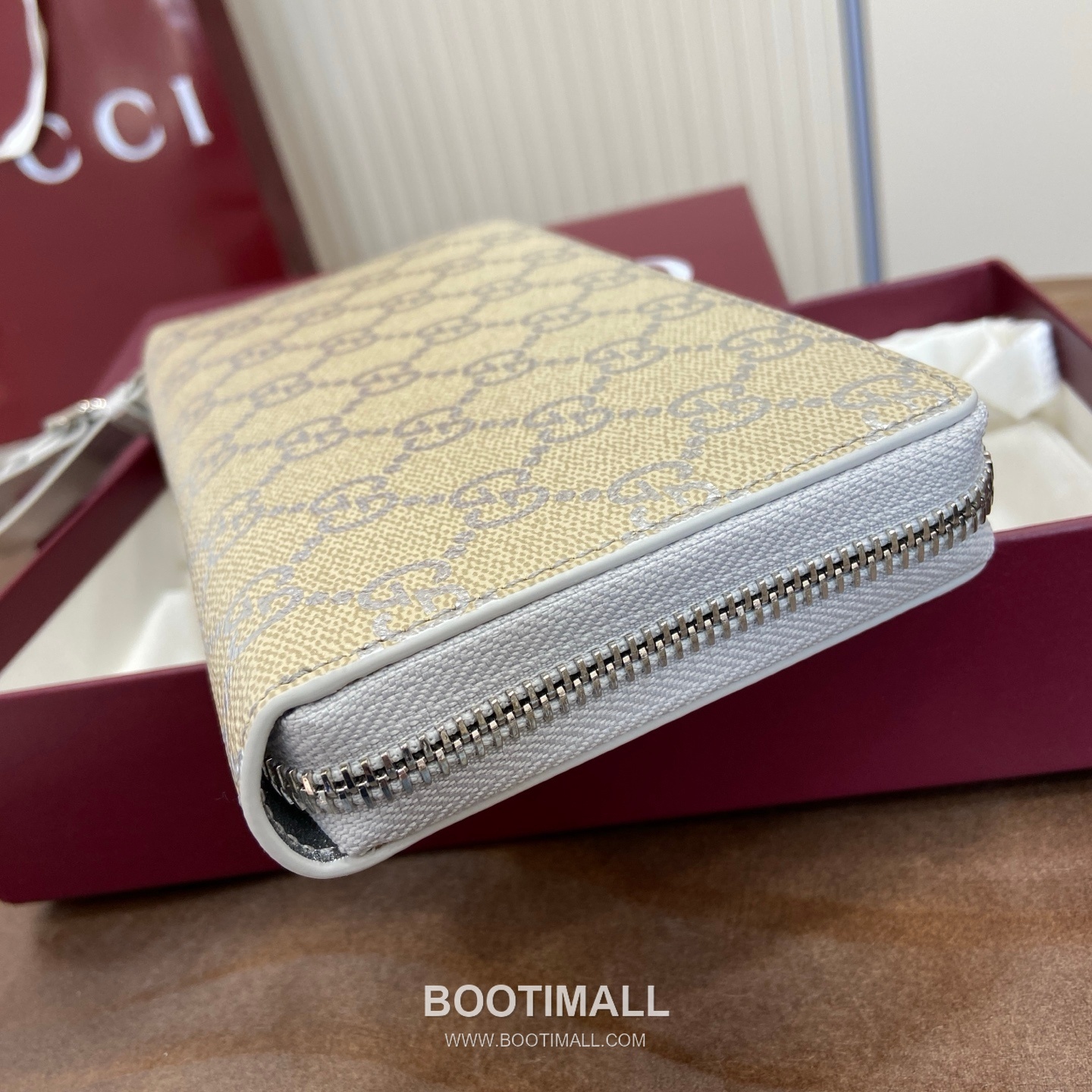 Gucci GG Emblem Mini Wallet 819122 GG Canvas Apricot Silver Compact Wallet 구찌 GG 엠블럼 미니 지갑 819122 GG 캔버스 애프리콧 실버 반지갑 19cm 5