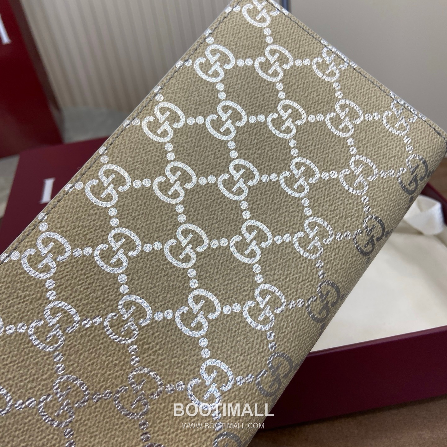 Gucci GG Emblem Mini Wallet 819122 GG Canvas Apricot Silver Compact Wallet 구찌 GG 엠블럼 미니 지갑 819122 GG 캔버스 애프리콧 실버 반지갑 19cm 6