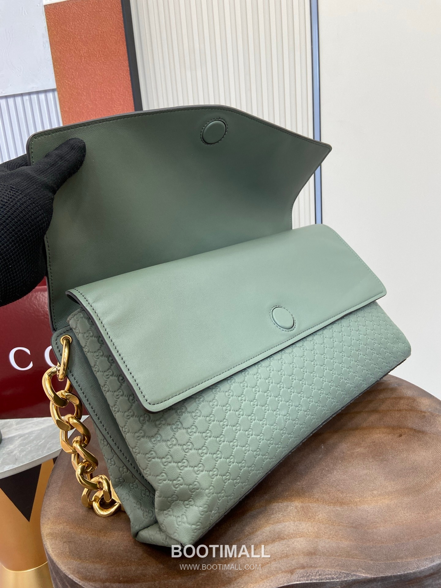 GG Marmont Large Shoulder Bag 857362 Embossed Leather Gray Green Shoulder Bag GG 마몽 라지 숄더백 857362 엠보싱 레더 그레이 그린 숄더백 36cm 7