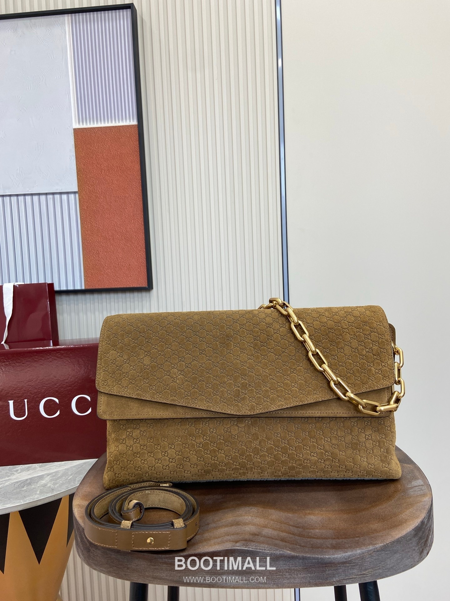 GG Marmont Large Shoulder Bag 857362 GG Velvet with Embossed Leather Brown Shoulder Bag GG 마몽 라지 숄더백 857362 GG 벨벳 위드 엠보싱 레더 브라운 숄더백 36cm 1