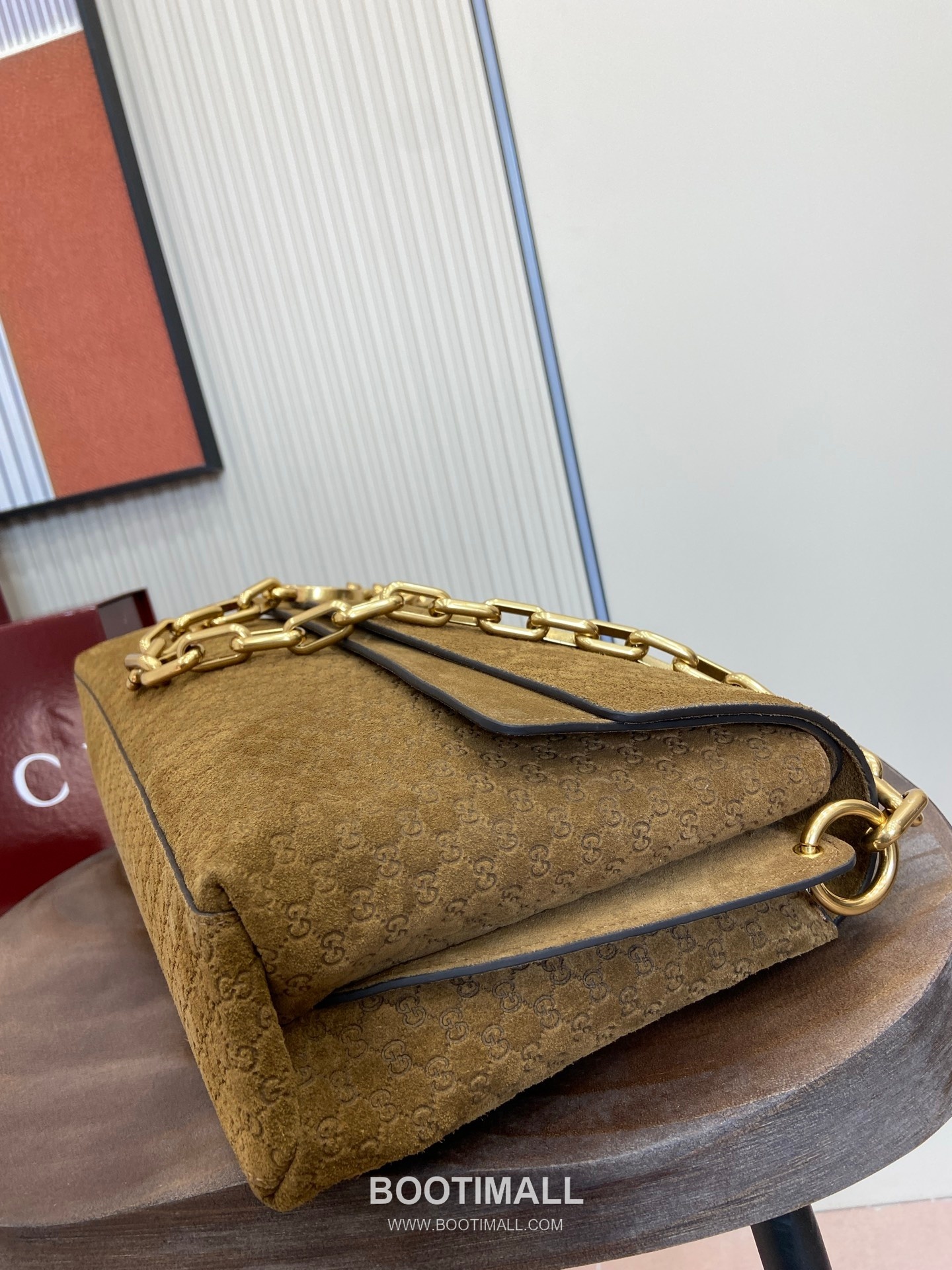 GG Marmont Large Shoulder Bag 857362 GG Velvet with Embossed Leather Brown Shoulder Bag GG 마몽 라지 숄더백 857362 GG 벨벳 위드 엠보싱 레더 브라운 숄더백 36cm 4