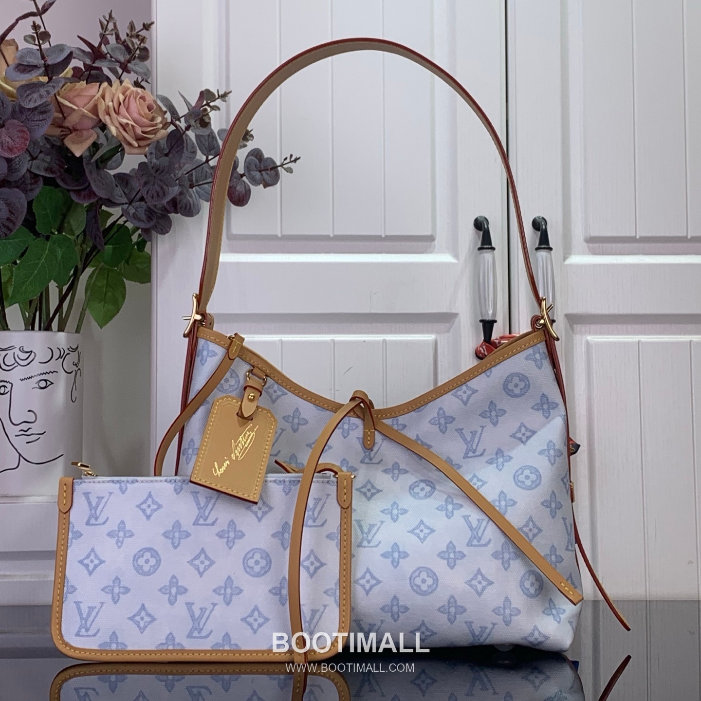 Louis Vuitton Carryall Small Monogram Origine Bleu Courrier Canvas Blue Tote Bag 루이비통 캐리올 스몰 M27532 모노그램 오리진 블루 쿠리에 캔버스 블루 토트백 29cm 1
