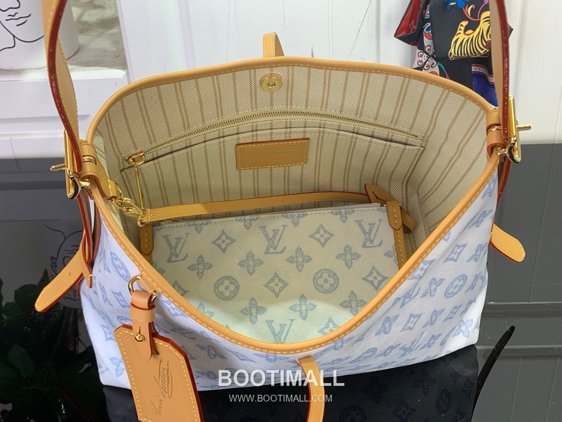 Louis Vuitton Carryall Small Monogram Origine Bleu Courrier Canvas Blue Tote Bag 루이비통 캐리올 스몰 M27532 모노그램 오리진 블루 쿠리에 캔버스 블루 토트백 29cm 9