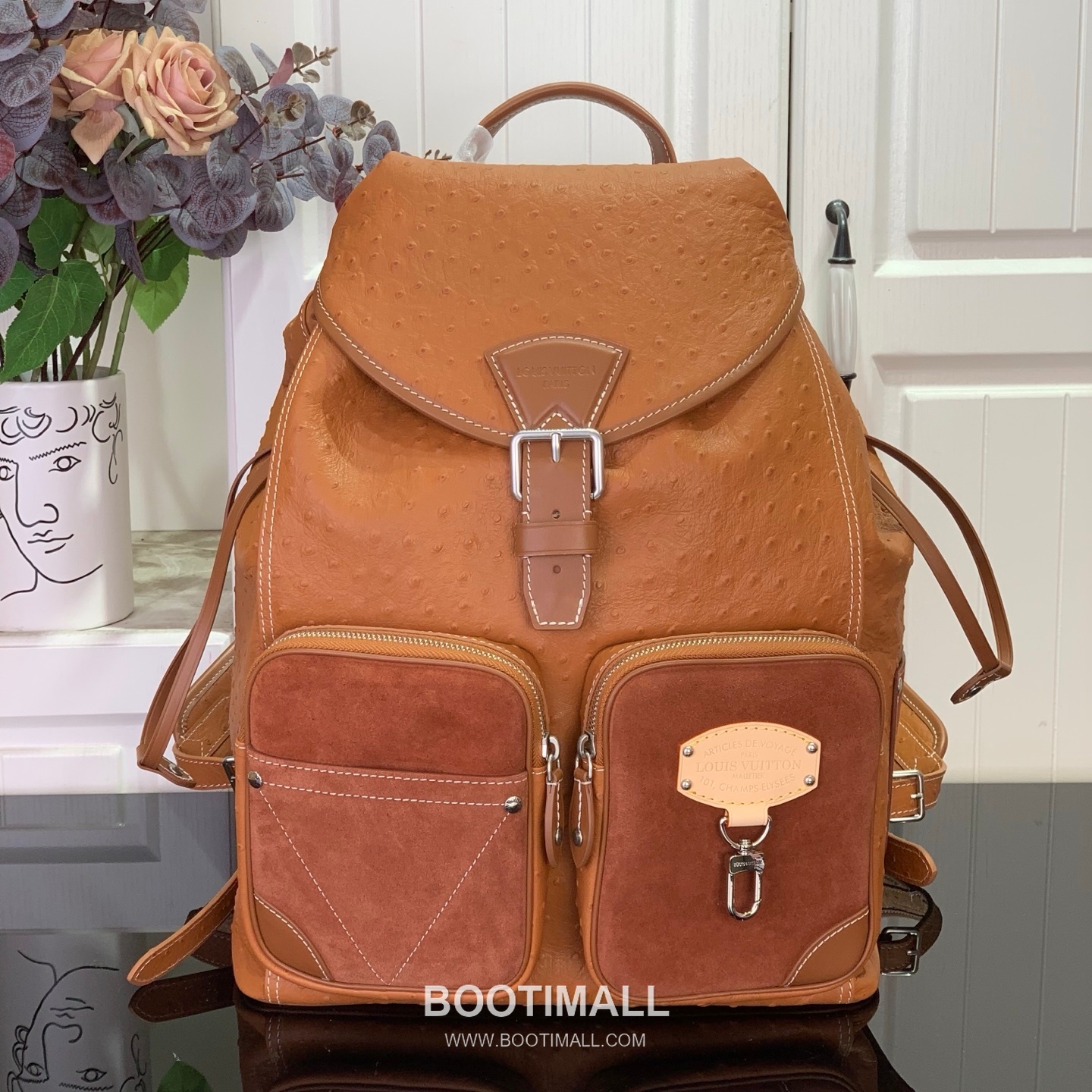 Louis Vuitton Cargo Ostrich Embossed Calfskin Leather Brown Backpack 루이비통 몽수리 카고 M89112 타조문양 카프스킨 레더 브라운 백팩 40cm 1
