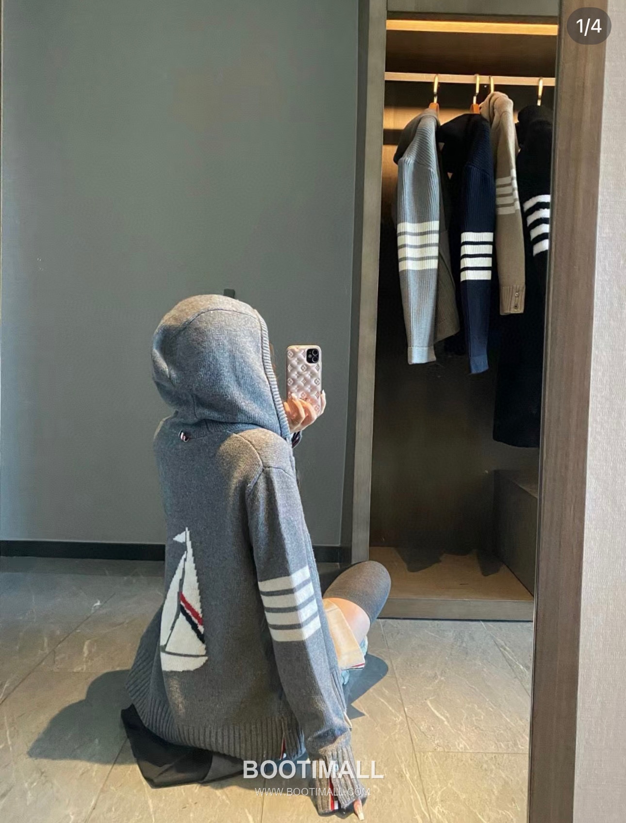 Thom Browne 4-Bar Sailboat Zip-Up Cardigan Wool Blend 톰브라운 4바 세일보트 집업 카디건 울 혼방 그레이 2