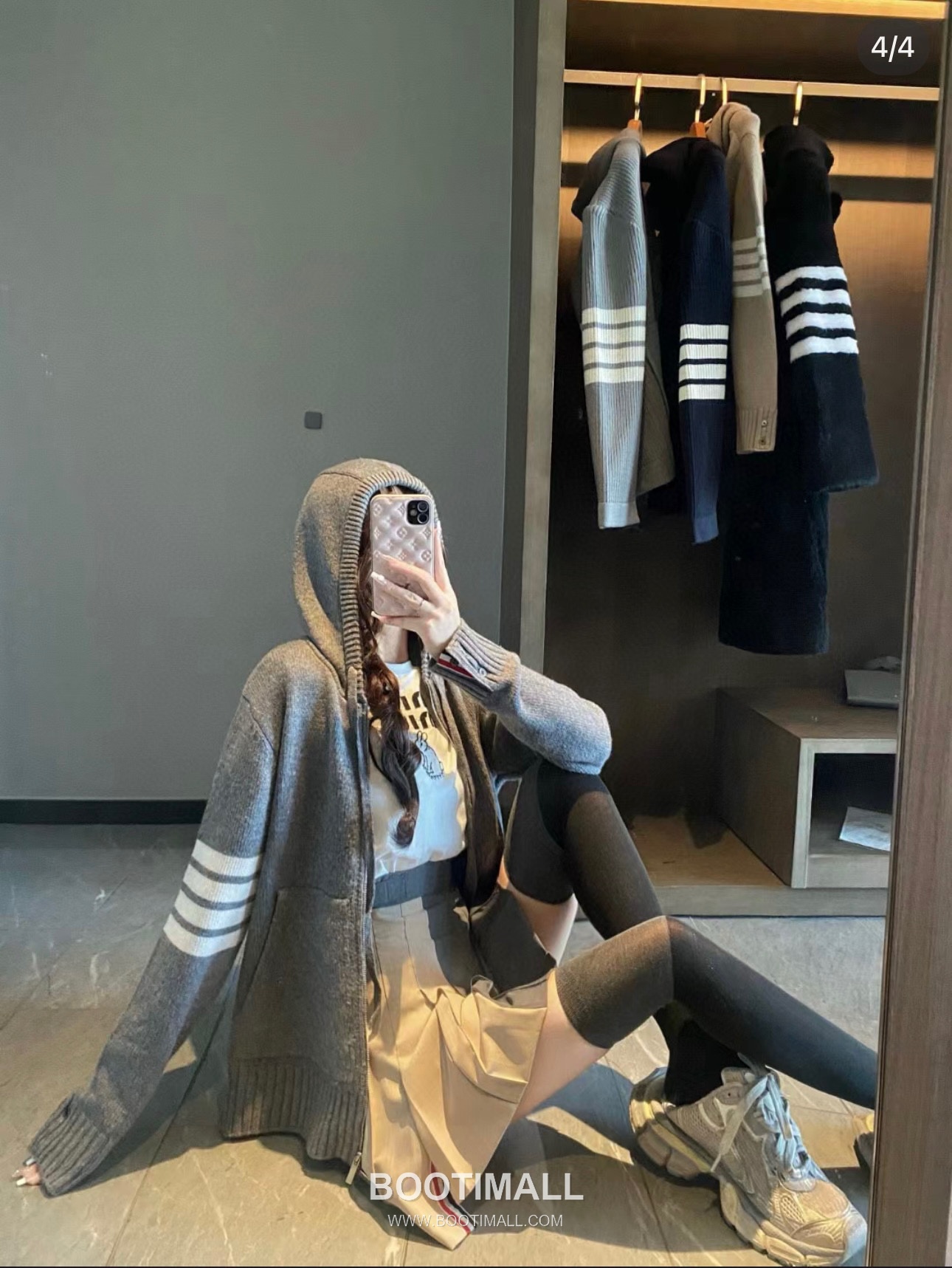 Thom Browne 4-Bar Sailboat Zip-Up Cardigan Wool Blend 톰브라운 4바 세일보트 집업 카디건 울 혼방 그레이 3