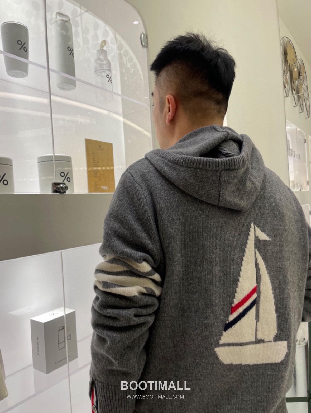 Thom Browne 4-Bar Sailboat Zip-Up Cardigan Wool Blend 톰브라운 4바 세일보트 집업 카디건 울 혼방 그레이 5