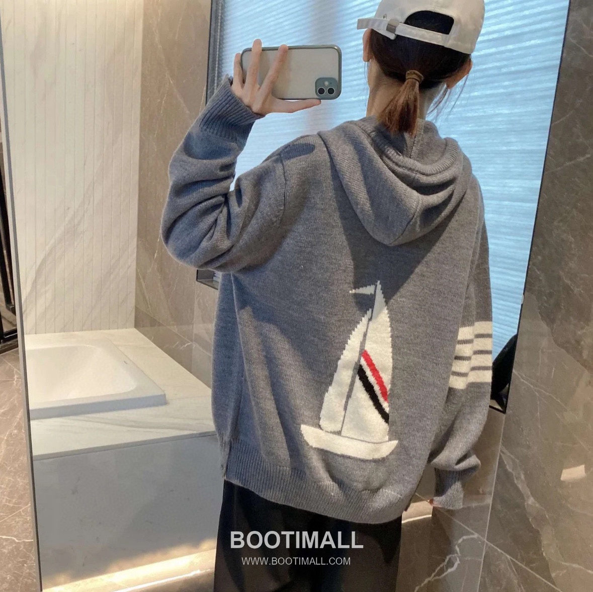 Thom Browne 4-Bar Sailboat Zip-Up Cardigan Wool Blend 톰브라운 4바 세일보트 집업 카디건 울 혼방 그레이 6