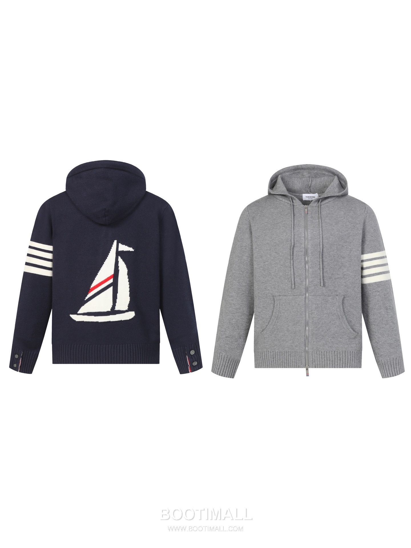 Thom Browne 4-Bar Sailboat Zip-Up Cardigan Wool Blend 톰브라운 4바 세일보트 집업 카디건 울 혼방 그레이 25