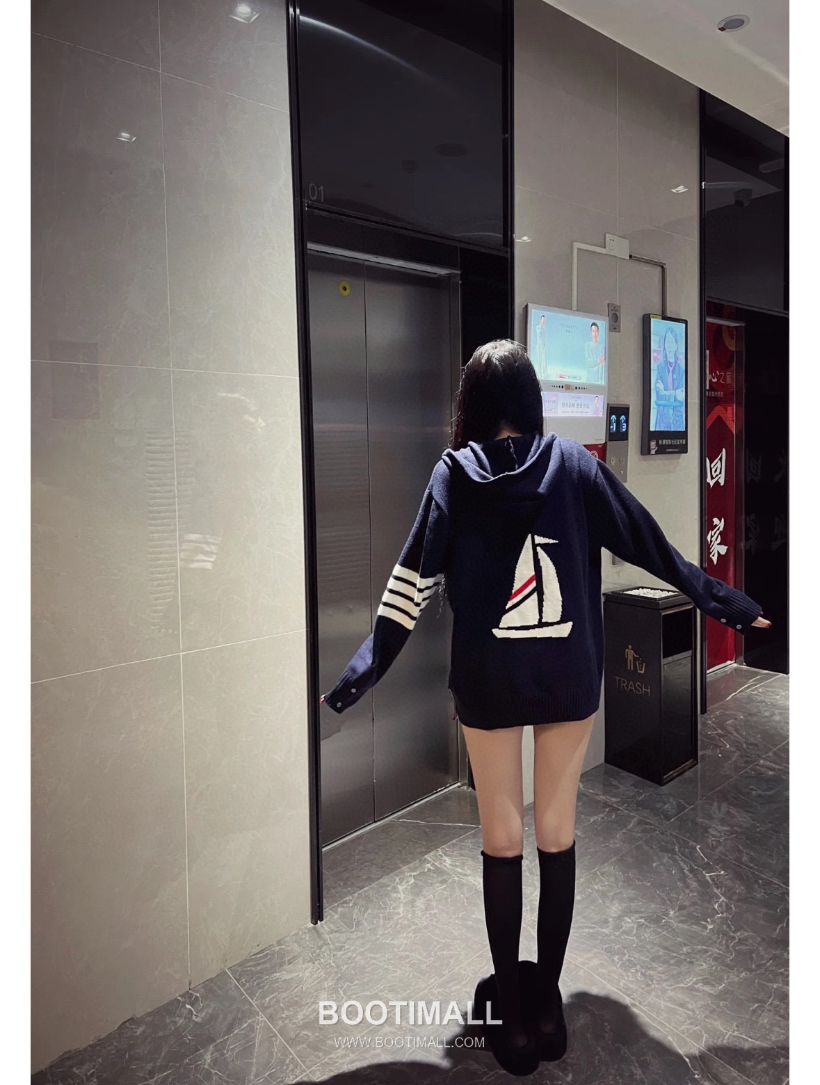 Thom Browne 4-Bar Sailboat Zip-Up Cardigan Wool Blend Navy / Gray Cardigan 톰브라운 4바 세일보트 집업 카디건 울 혼방 네이비 / 그레이 카디건 -2 1