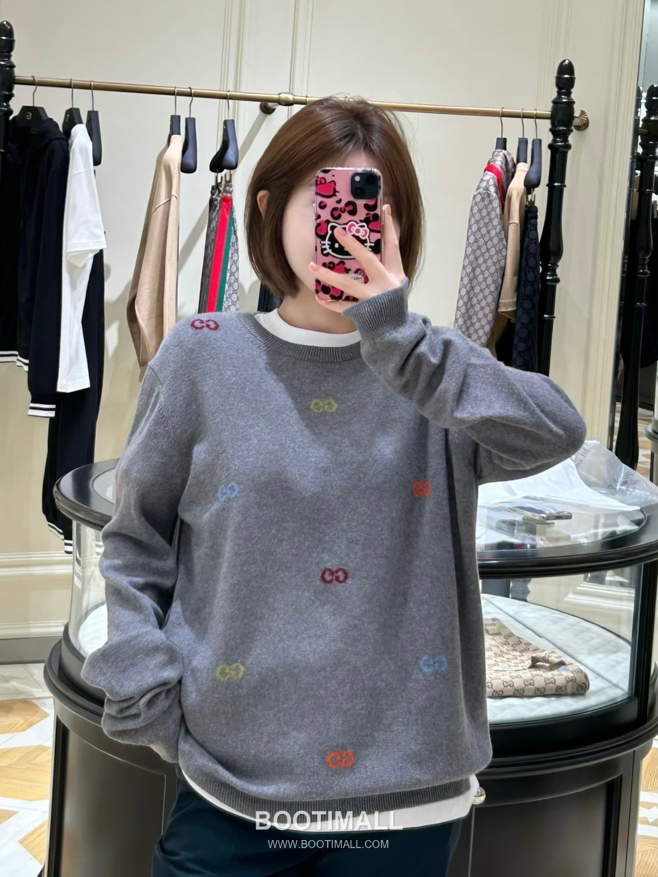 Gucci Colorful Double G Jacquard Knit Crewneck Sweater Wool Linen Gray Sweater 구찌 컬러풀 더블 G 자카드 니트 크루넥 스웨터 울 린넨 그레이 스웨터 1