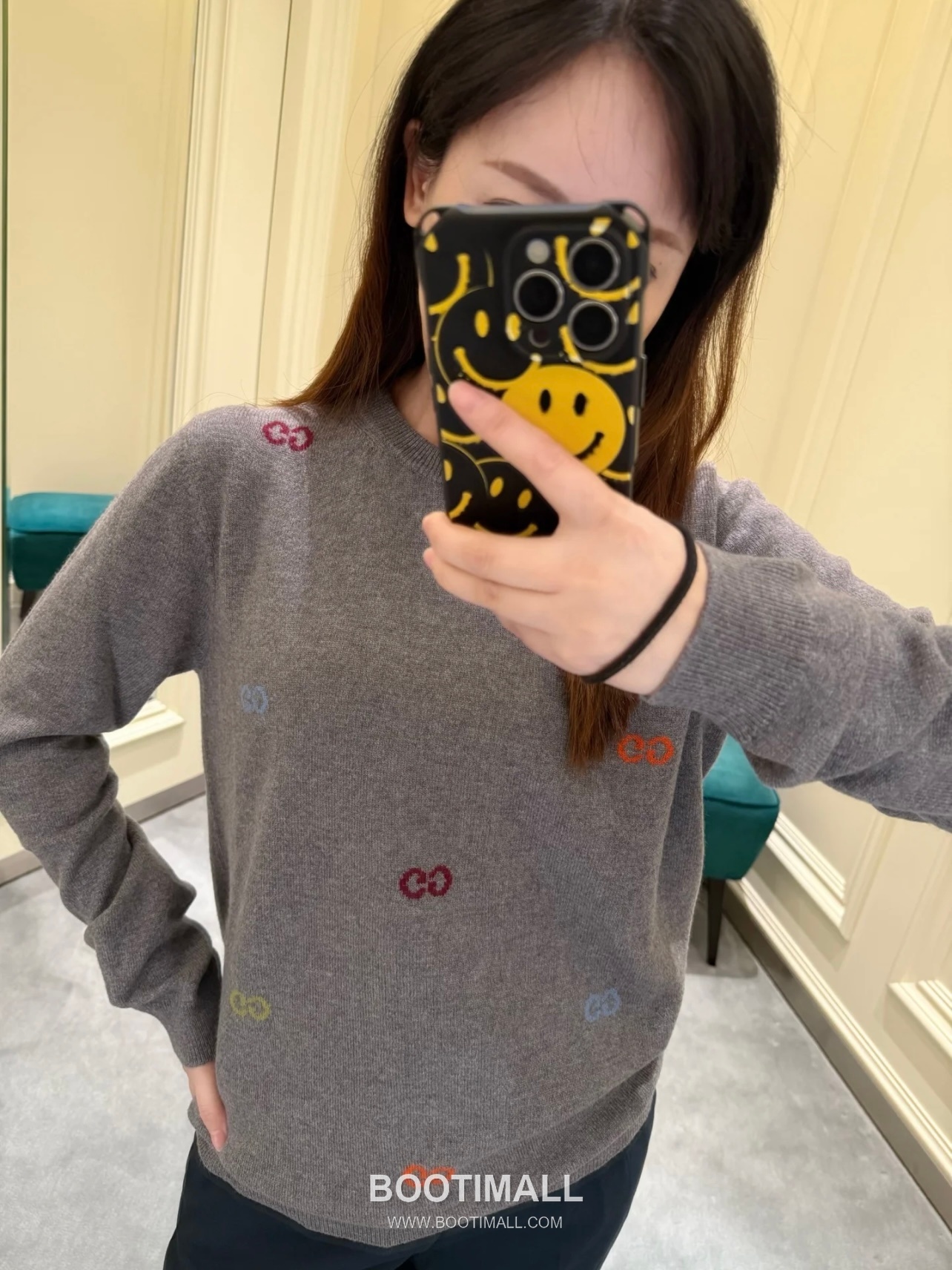 Gucci Colorful Double G Jacquard Knit Crewneck Sweater Wool Linen Gray Sweater 구찌 컬러풀 더블 G 자카드 니트 크루넥 스웨터 울 린넨 그레이 스웨터 3