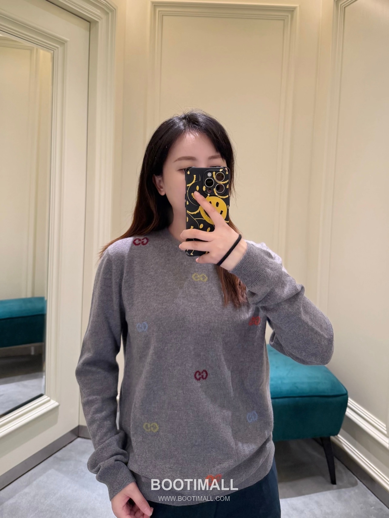 Gucci Colorful Double G Jacquard Knit Crewneck Sweater Wool Linen Gray Sweater 구찌 컬러풀 더블 G 자카드 니트 크루넥 스웨터 울 린넨 그레이 스웨터 4