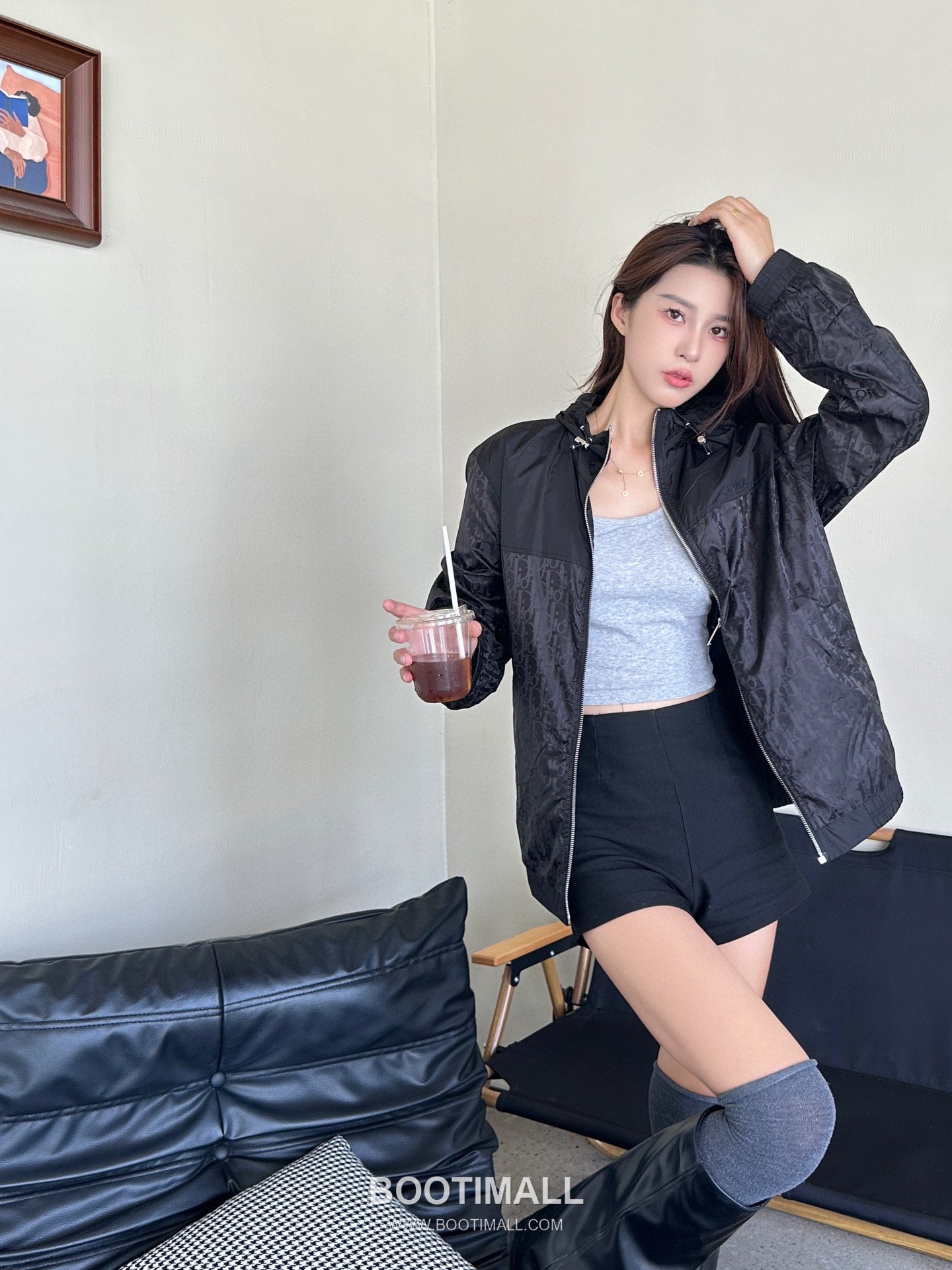 Dior Oblique Logo All-Over Print Color Block Hooded Jacket Polyester Blend Black Jacket 디올 오블리크 로고 올오버 프린트 컬러 블록 후드 자켓 폴리에스터 혼방 블랙 자켓 S, M, L, XL 3