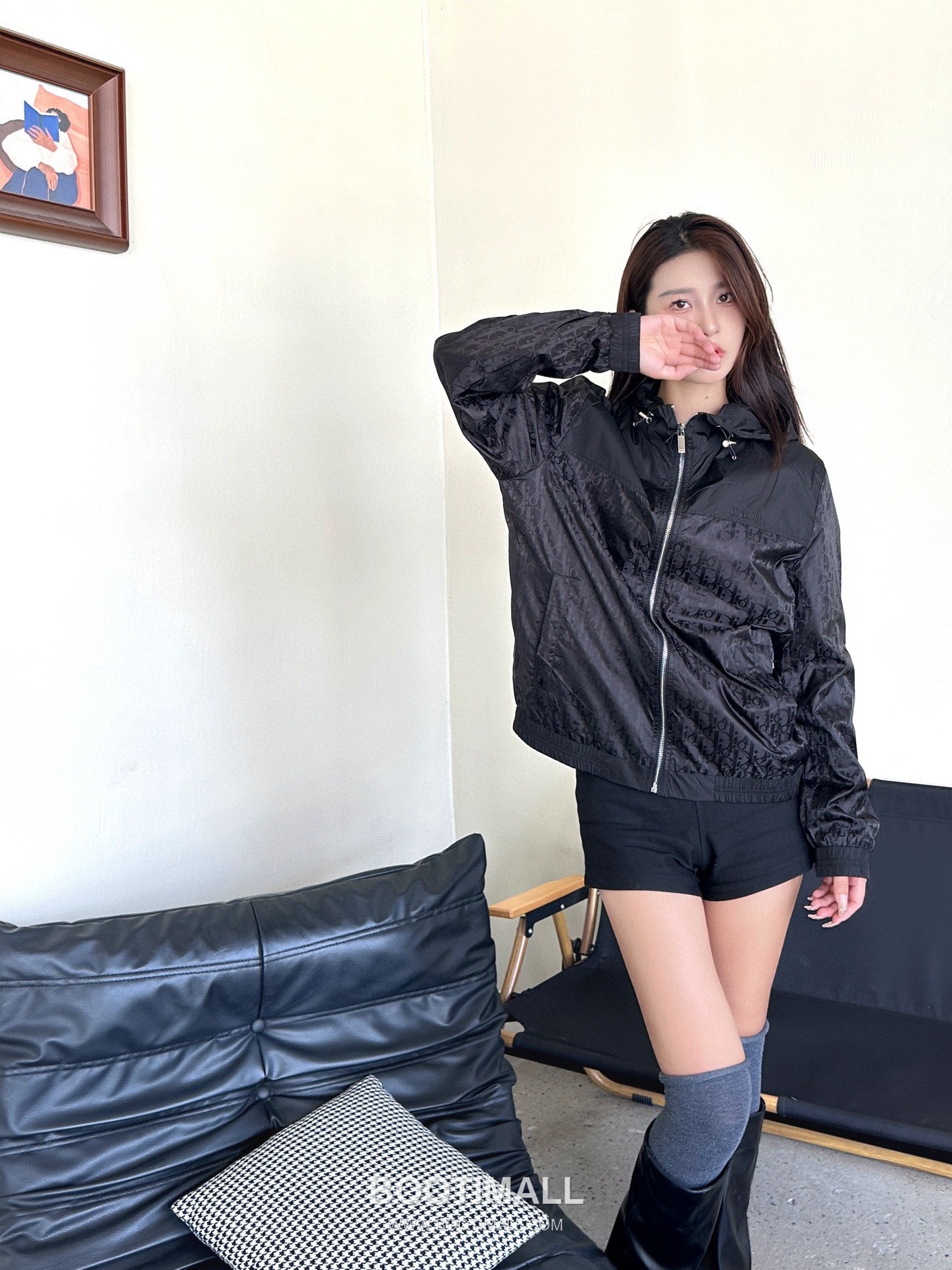 Dior Oblique Logo All-Over Print Color Block Hooded Jacket Polyester Blend Black Jacket 디올 오블리크 로고 올오버 프린트 컬러 블록 후드 자켓 폴리에스터 혼방 블랙 자켓 S, M, L, XL 7