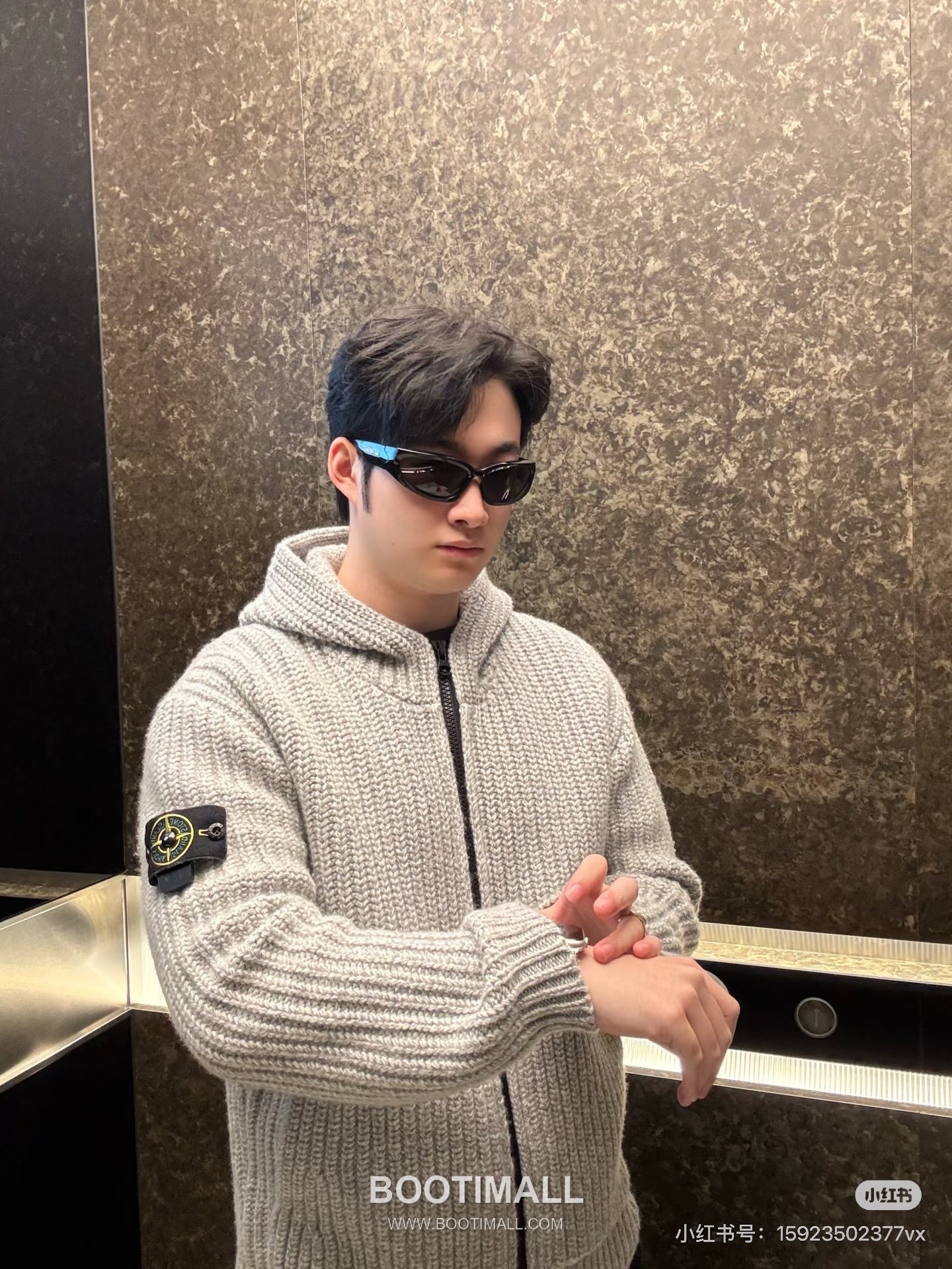 Stone Island Chunky Cashmere Zip-Up Hooded Cardigan Cashmere Grey Cardigan 스톤아일랜드 청키 캐시미어 집업 후드 가디건 캐시미어 그레이 가디건 S, M, L, XL 1