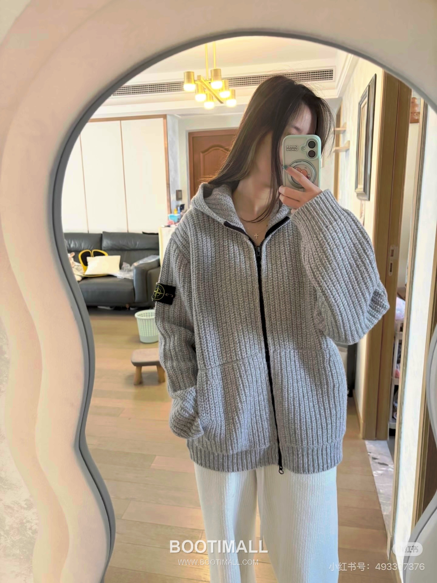 Stone Island Chunky Cashmere Zip-Up Hooded Cardigan Cashmere Grey Cardigan 스톤아일랜드 청키 캐시미어 집업 후드 가디건 캐시미어 그레이 가디건 S, M, L, XL 4