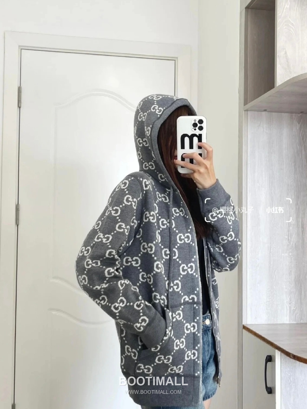 Gucci GG Reversible Wool Zip-Up Hoodie Cashmere Navy Gray Hoodie 구찌 GG 리버서블 울 집업 후드 캐시미어 네이비 그레이 후드 S, M, L, XL 2