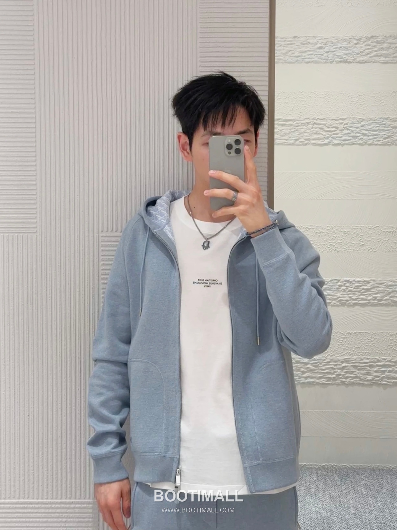 Dior Double-Faced Jacquard Cashmere Knit Hoodie Cashmere Blend Blue Hoodie 디올 더블 페이스 자카드 캐시미어 니트 후드 캐시미어 블렌드 블루 후드 S, M, L 1