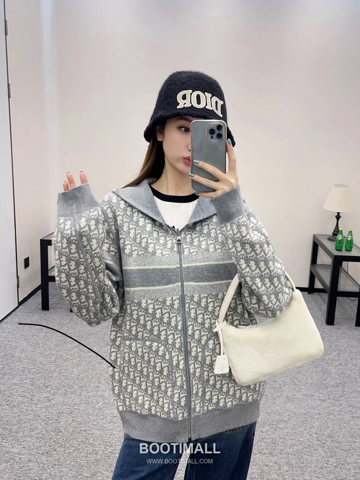 Dior Reversible Cashmere Knit Hooded Jacket Cashmere Blend Knit Light Gray Hoodie 디올 리버서블 캐시미어 니트 후드 집업 캐시미어 블렌드 니트 라이트 그레이 후드 S, M, L 5