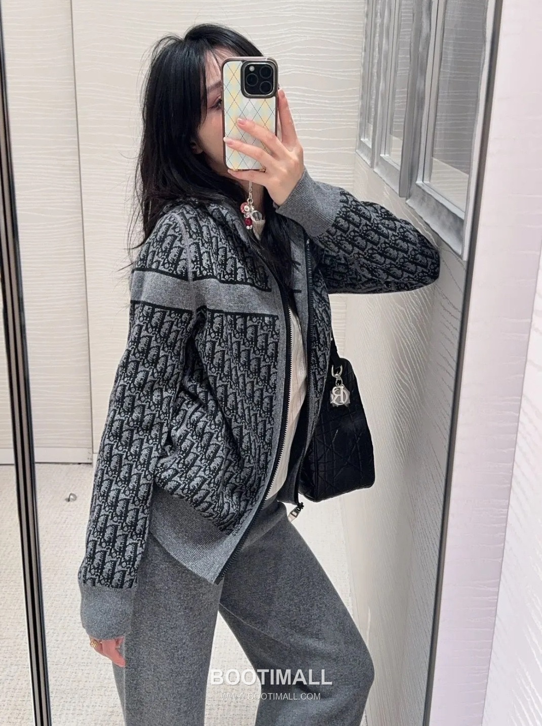 Dior Oblique Double-Faced Cashmere Knit Hooded Jacket Cashmere Blend Knit Gray Hoodie 디올 오블리크 더블페이스 캐시미어 니트 후드 자켓 캐시미어 블렌드 니트 그레이 후드 S, M, L 1