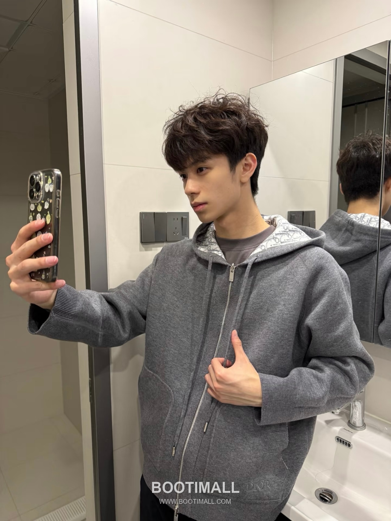 Dior Double-Faced Jacquard Cashmere Knit Hoodie Cashmere Blend Blue Hoodie 디올 더블 페이스 자카드 캐시미어 니트 후드 캐시미어 블렌드 블루 후드 1