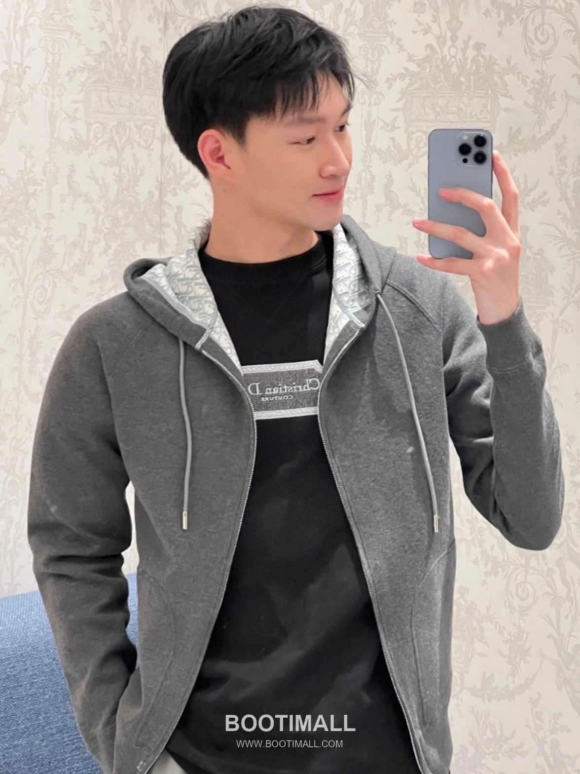 Dior Double-Faced Jacquard Cashmere Knit Hoodie Cashmere Blend Blue Hoodie 디올 더블 페이스 자카드 캐시미어 니트 후드 캐시미어 블렌드 블루 후드 4